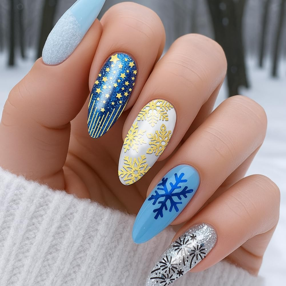 PH Pandahall Pack of 3 Cheer Nail Stamping Plate Bow Cake Gift Fireworks Snowflake Nail Art Templates Beautiful Stencils Stainless Steel Picture Plates for Birthday Christmas Holiday Winter image number 6