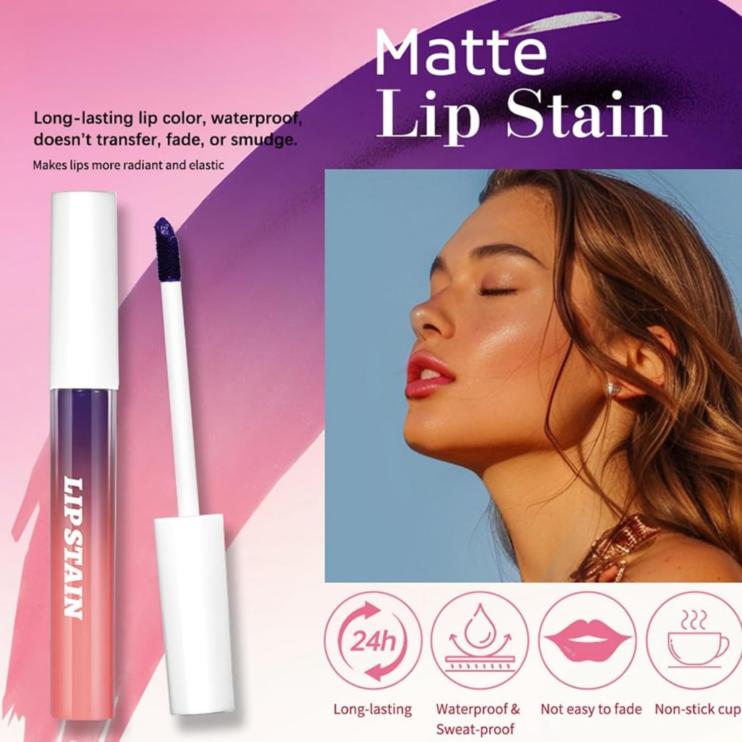3-Piece Peel off Lip Stain Set, Long Lasting Matte Lip Tattoo, Peel off Lipstick Lip Liner Waterproof Colours Change Lip Gloss Transfer Proof Natural Makeup Stain Kit image number 4