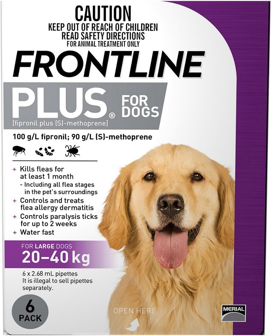 FRONTLINE plus for Dogs 20 to 40 Kg PURPLE Pack 6 Pipettes