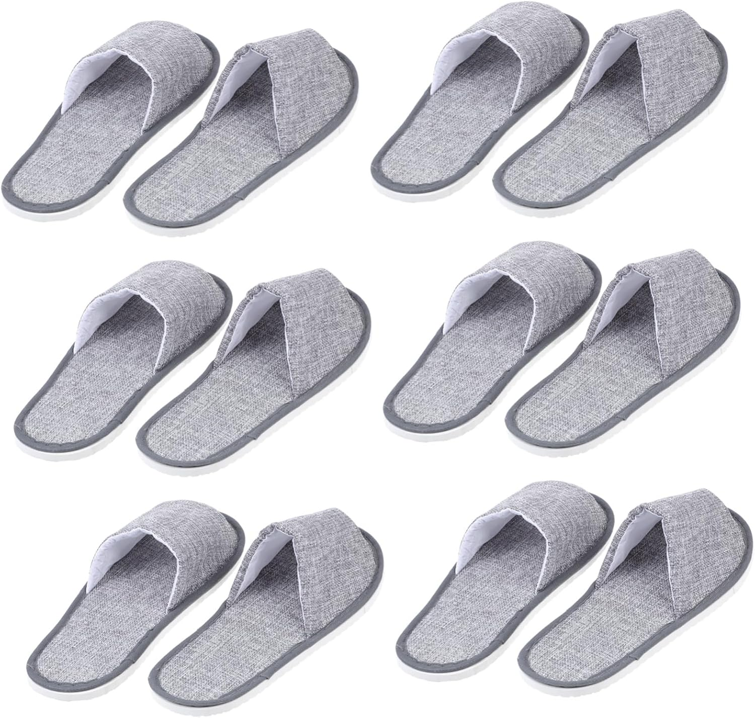 PENIKOKO 6 Pairs Disposable Skid Slippers Lightweight Breathable Open Toe Hotel Travel Necessity with Sole for Home Salon and Term Rentals image number 3