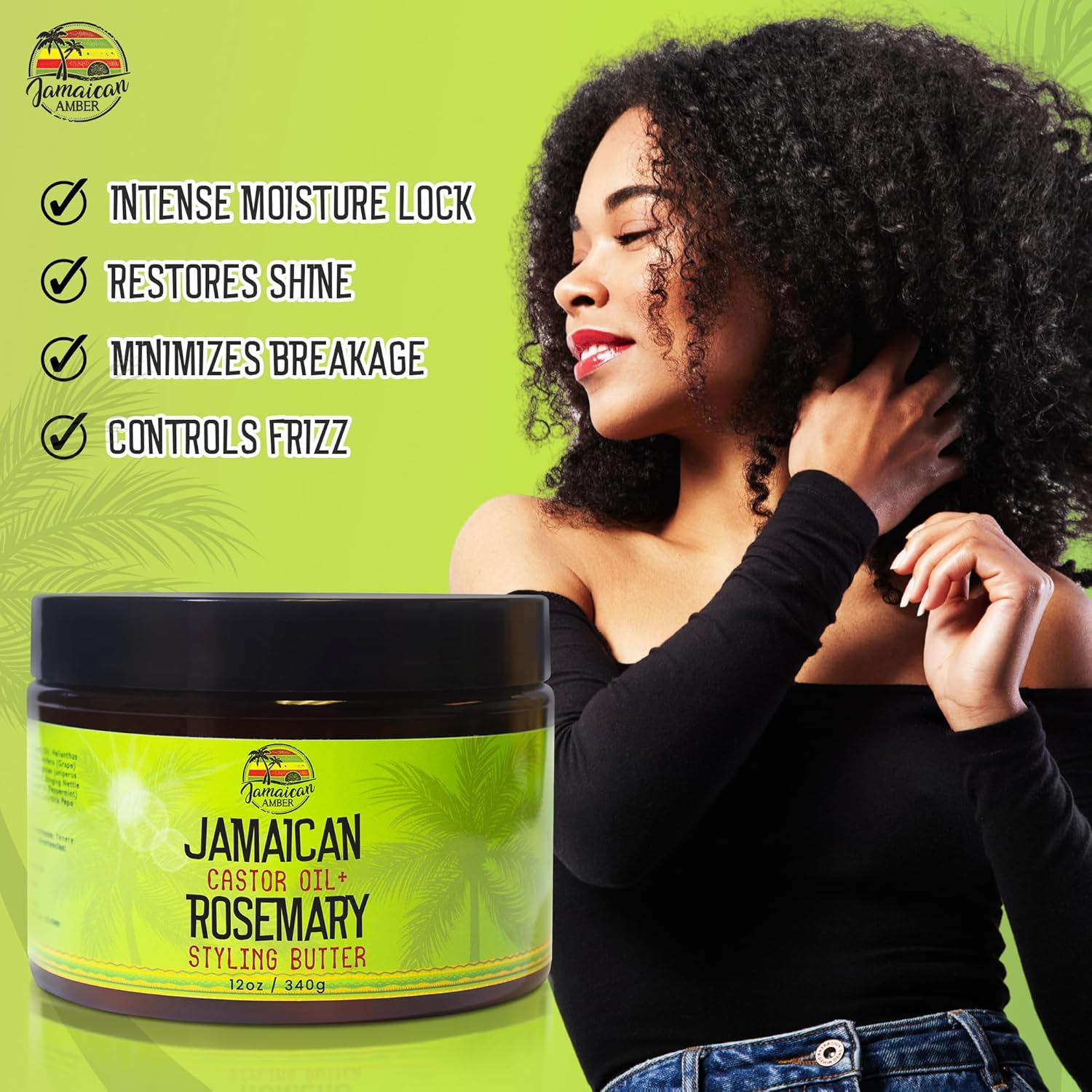 Rosemary Hair Styling Gel &ndash; 12 Fl Oz - with Castor Oil for Strong, Damage-Preventing Hair Locks - Nourishing and Promote Hair Strength by Jamaican Amber image number 6