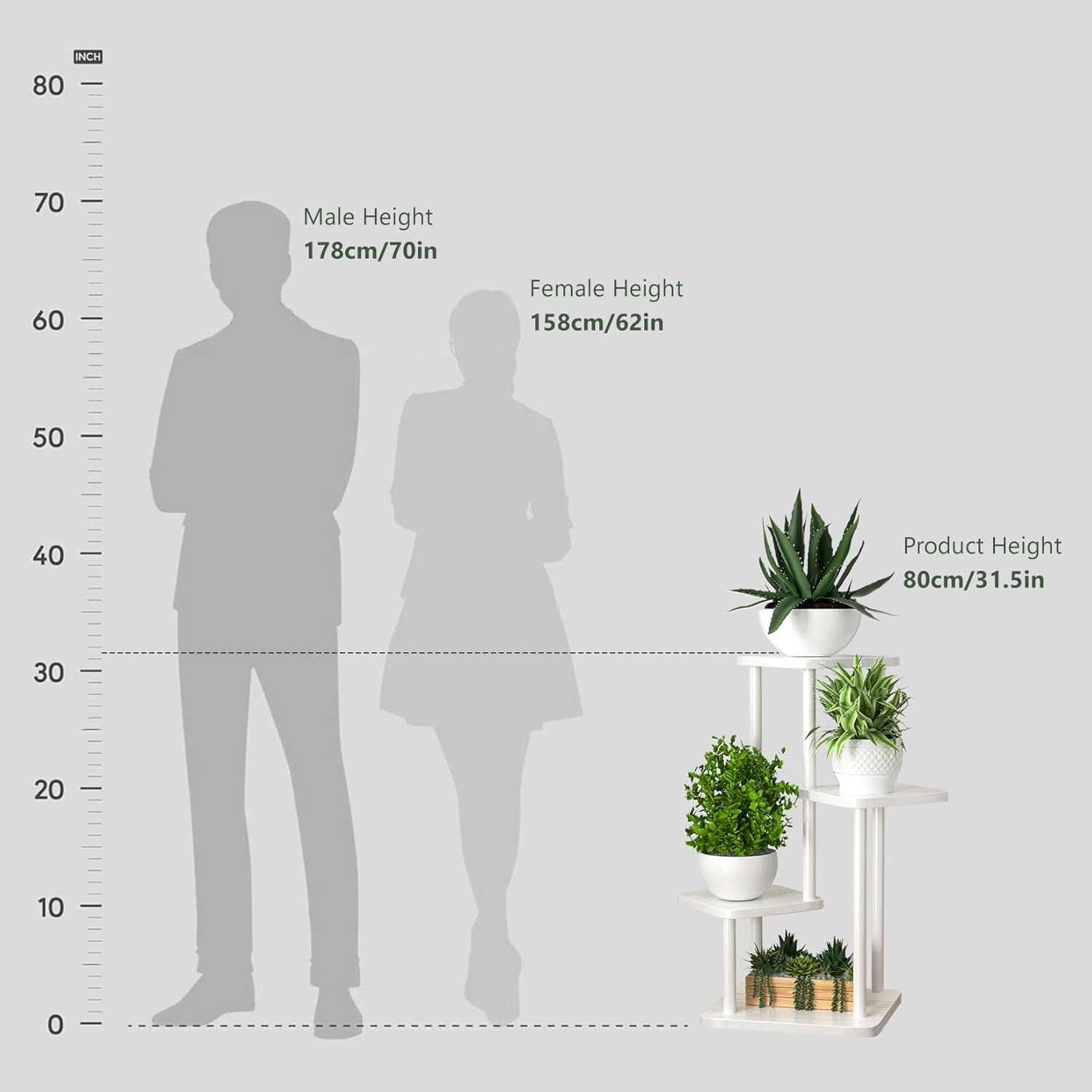 Plant Stand Indoor Plant Shelf Multiple Flower Pot Holder Shelves Rack, Planter Shelf Display Rack Storage Organizer for Garden Corner Balcony Living Room (4 Tier-White) image number 2