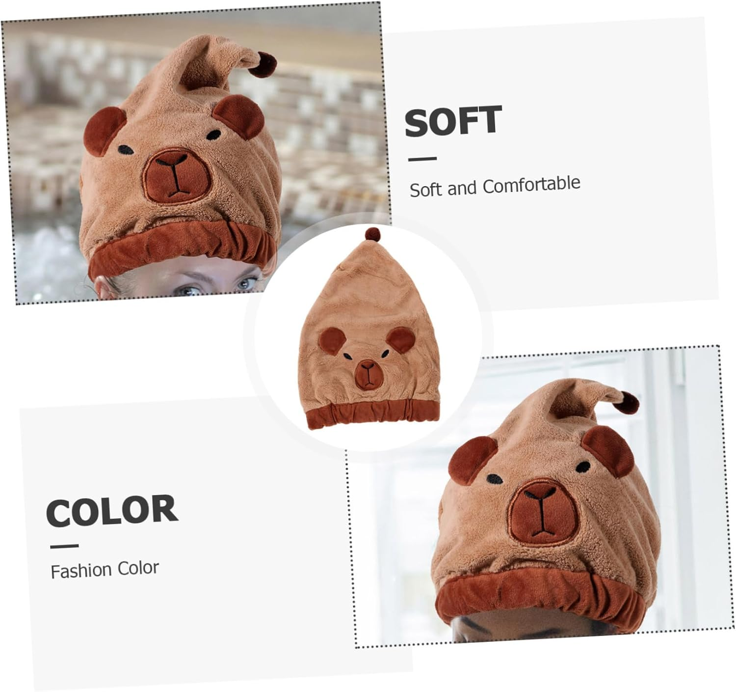 LRXIYODE Quick Dry Coral Fleece Hair Drying Cap for Women Soft Absorbent Hair Towel Wrap Gentle after Shower Swimming image number 1