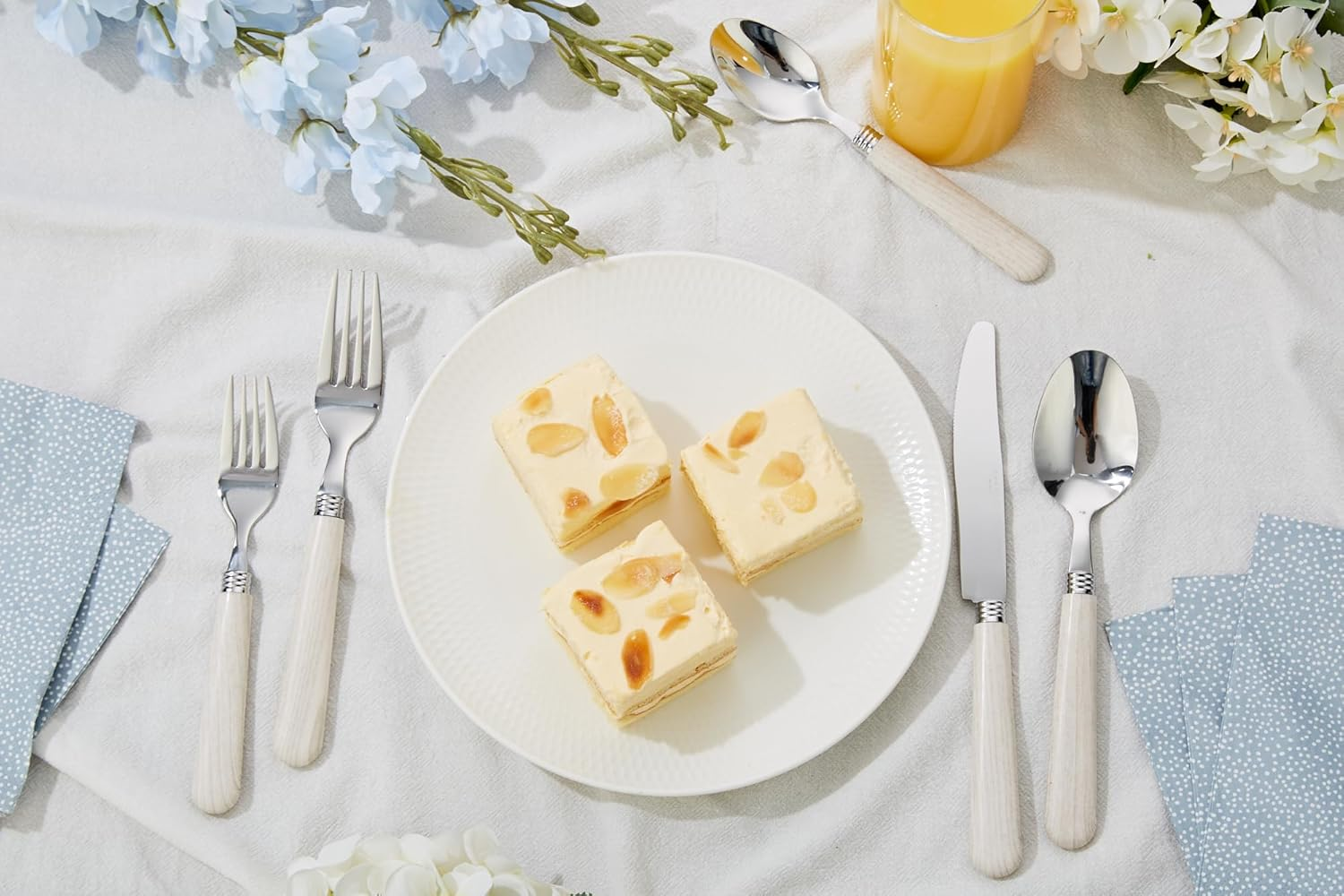 ANNOVA Silverware Set 20 Pieces Stainless Steel Cutlery Color Handle Flatware - 4 X Dinner Knife; 4 X Dinner Fork; 4 X Salad Fork; 4 X Dinner Spoon; 4 X Dessert Spoon (Wood) - Green Checkered image number 7