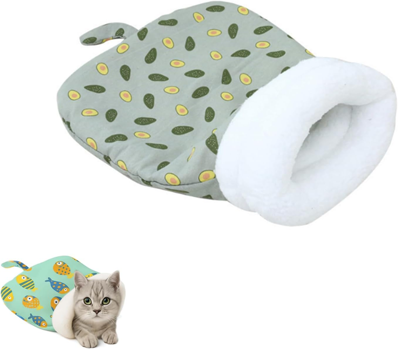 Cozy Pet Nest for Cats and Dogs Soft Self Warming Pet Hideway Sleeping Portable Handwoven Pets Bed Soft Plush Cute Puppy Kitty Cat Cave Beds (Olive,18 * 22Inch) image number 3