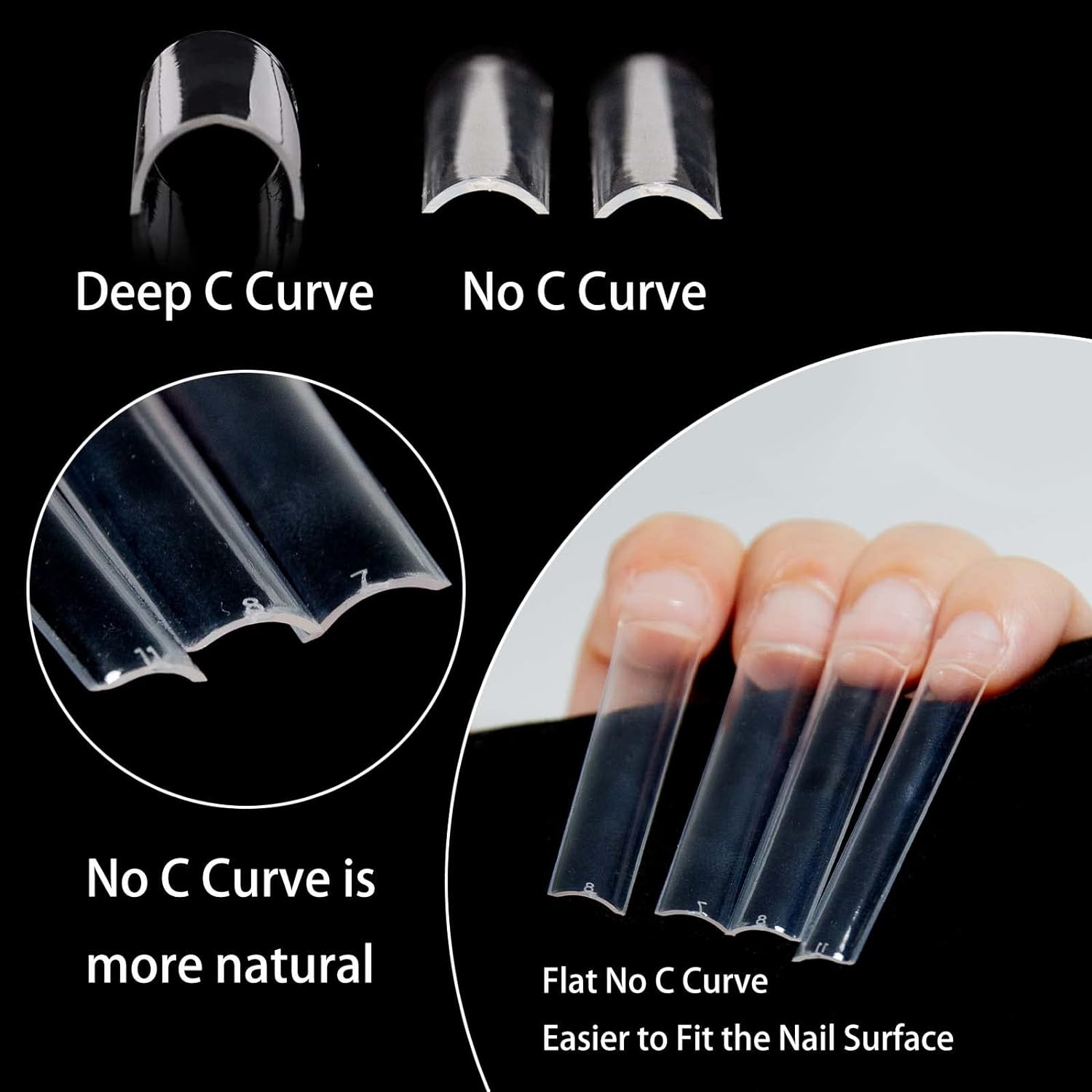 U-Shinein Nail Tips, Natural Coffin Half Cover Ballerina Fake Nails 12 Sizes, 3XL Square Straight Ballerina Shape False Nail Tips, No C Curved 2.2 Inch Acrylic Nail Tips for Salon Home DIY 504PCS XXXL - Square-Natural image number 7