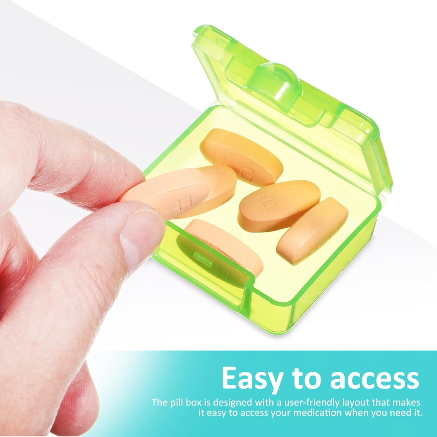 GLEAVI Small Pill Box, 8 Pcs Square Pill Case Cute Pill Organizer Daily Single Pill Containers Travel Medicine Storage Container for Tablets Fish Oils (8 Colors) image number 1