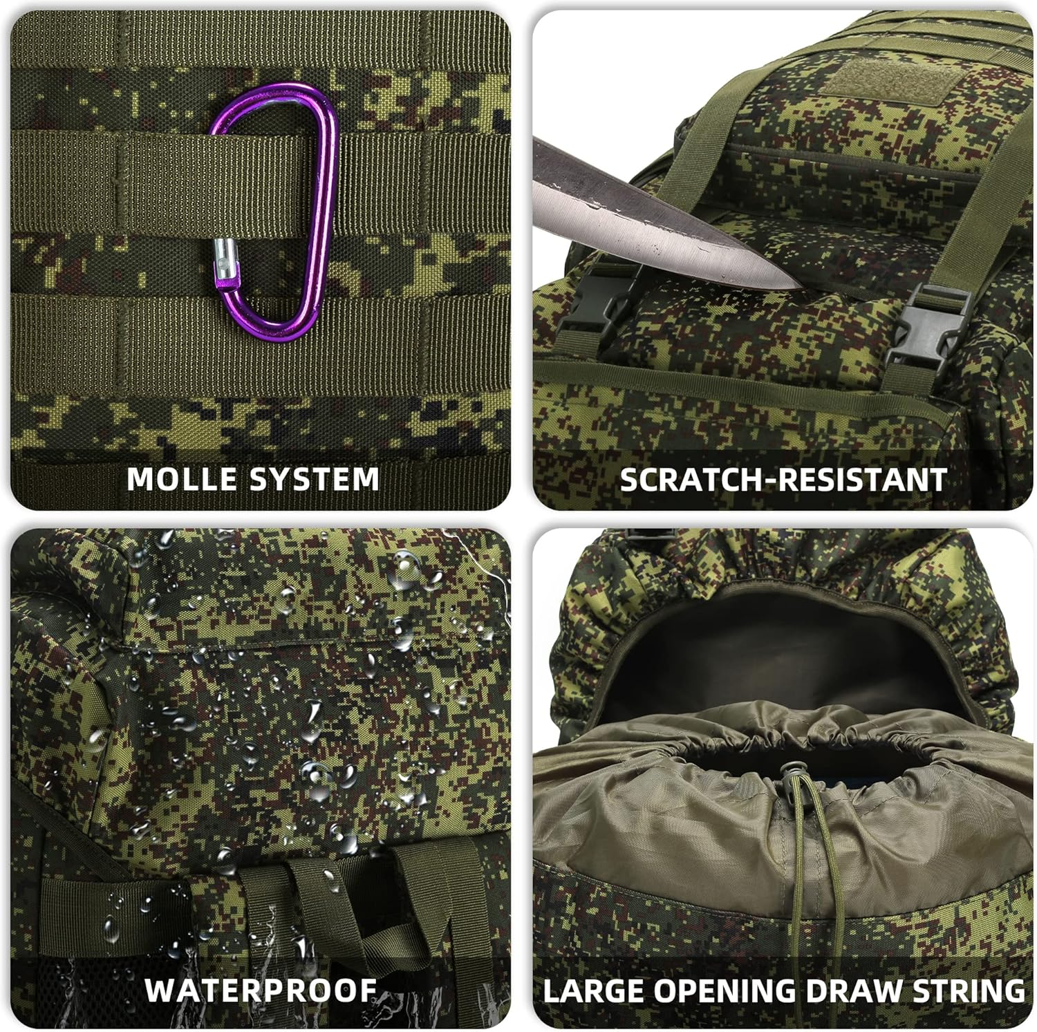 70L Camping Hiking Military Tactical Backpack Outdoor Water-Repellent Adjustable Sport Bags (G-Mapleleaf Camo) image number 7