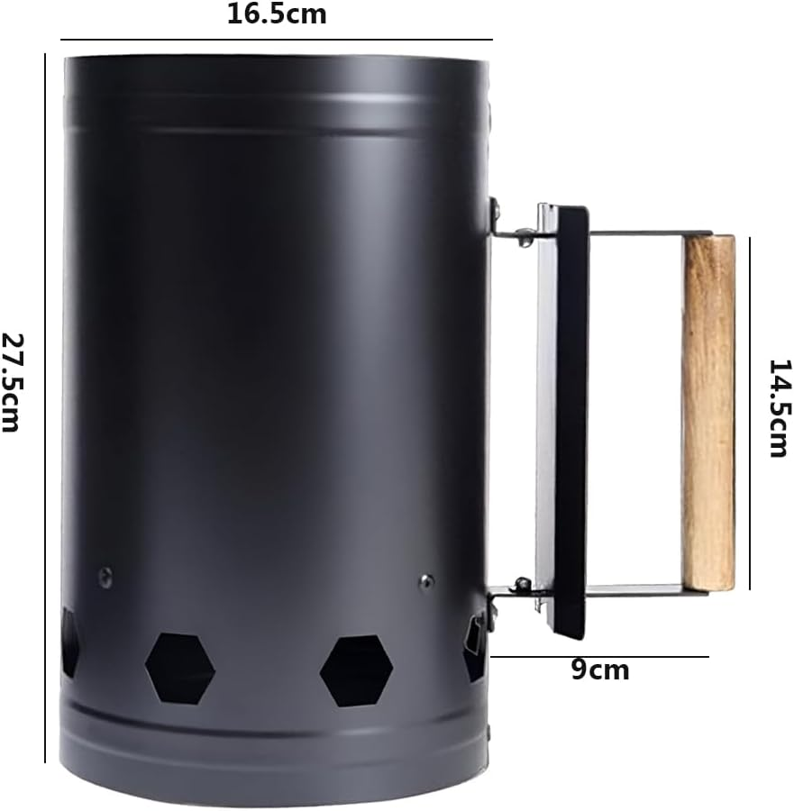 Heavy Duty Charcoal Chimney Starter for BBQ Grill, Fast Fire Starter with Heat-Resistant Handle, Large Capacity for Outdoor Cooking, Briquette & Coal Compatible, Black image number 4
