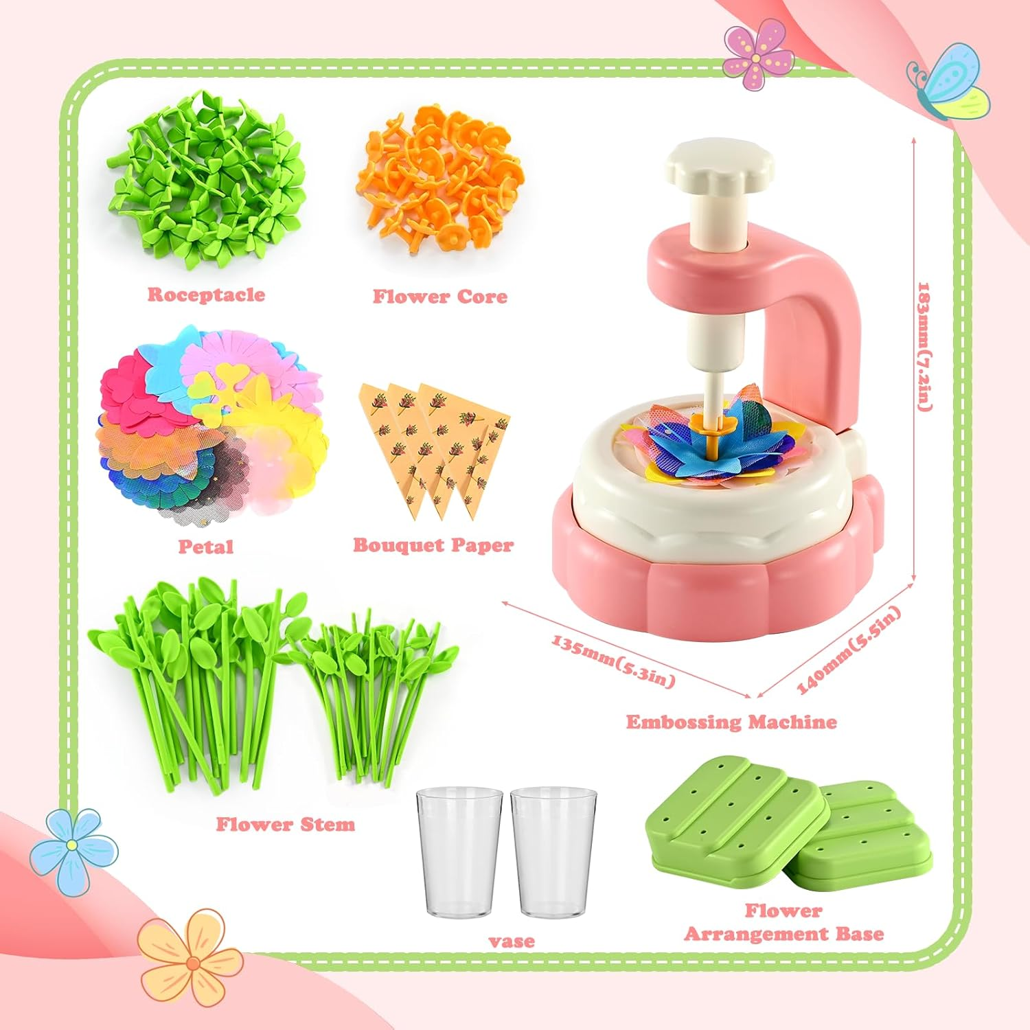 Blueswan Fabric Flower Bouquets Toys,Diy Craft Kits Toys for Kids,Arts and Crafts for 4 5 6 7 8 Year Toddler Girls,Birthday Gifts for Girls,Educational Activity for Preschool Kids image number 2