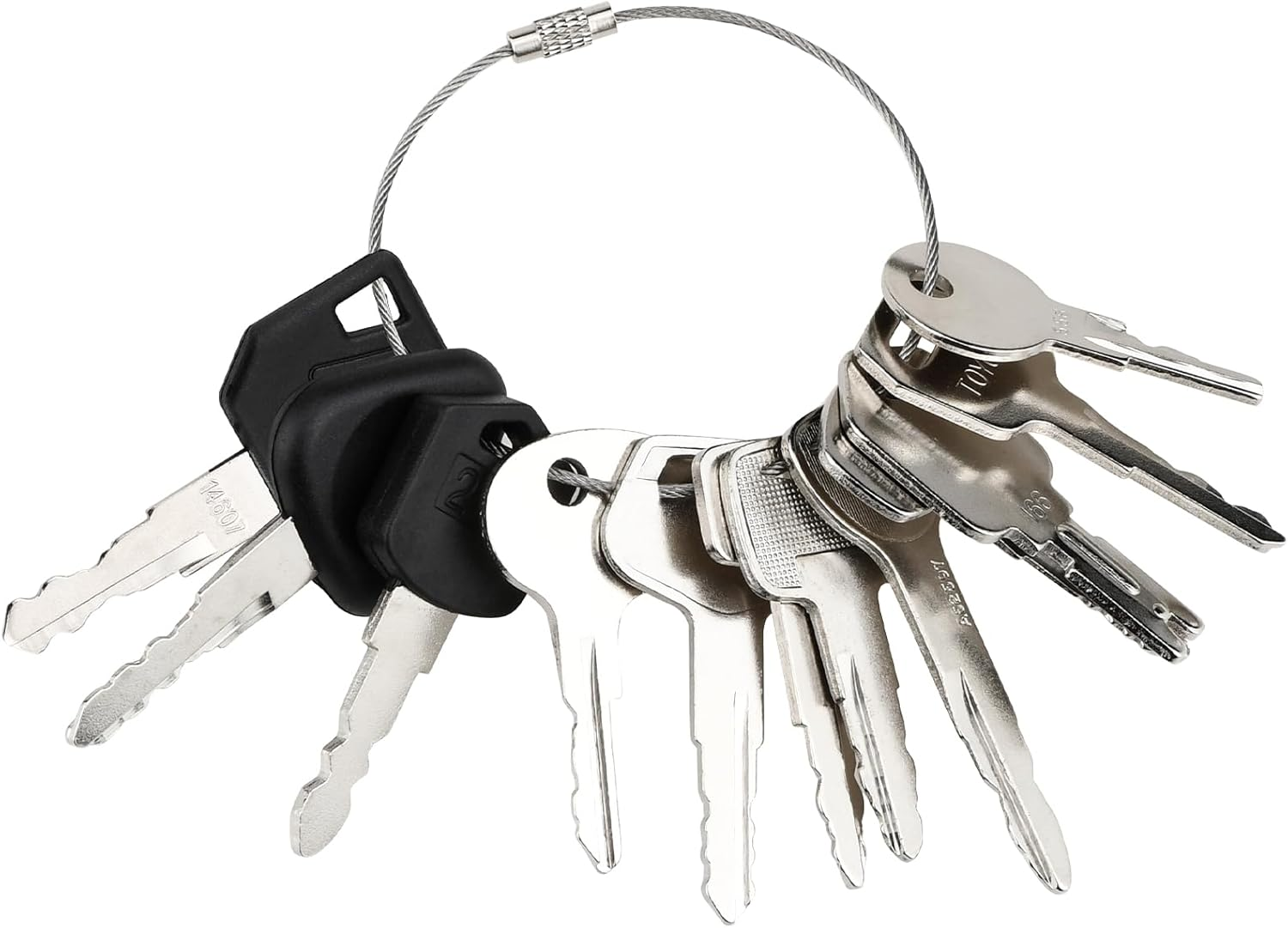 12Pcs Forklift Key Master Set for Hyster Crown Yale Cat Clark Komatsu Toyota Doosan Nissan JCB Volvo Tornado Mitsubishi Forklift Heavy Equipment Keys Set image number 1