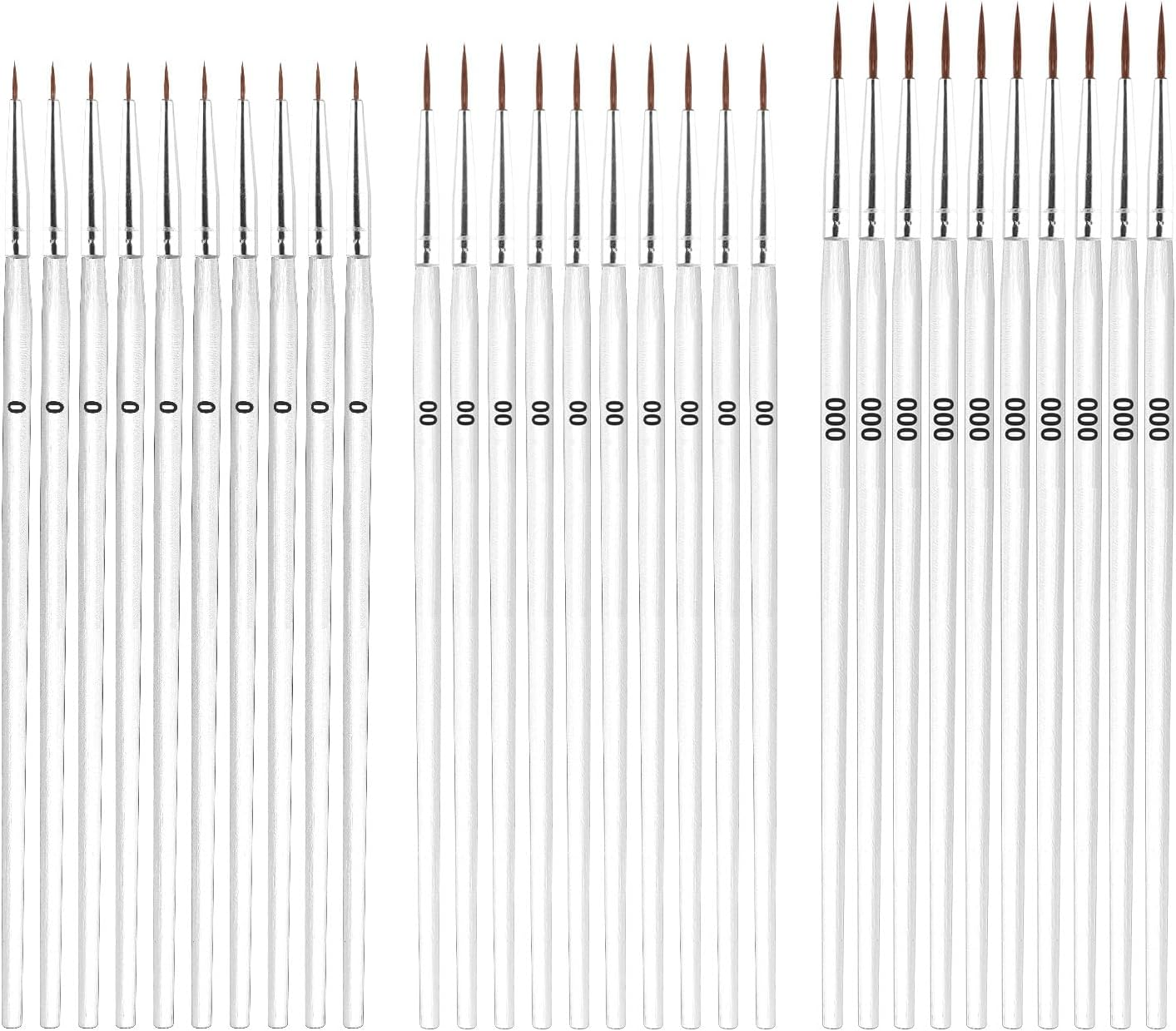 45Pcs Tiny Detail Paint Brushes, Miniature Painting Kit Brushes with 3 Sizes #0#00#000 Fine Liner Brushes for Painting Crafts Watercolor Acrylics Oil Face Art Miniature Painting(White) image number 2