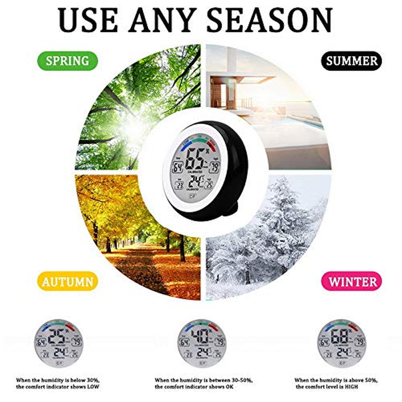 Meichoon Indoor Outdoor Thermometer Hygrometer,Wireless Electronic Temperature Humidity Meter,Round Touch Screen Household Digital LCD Display Thermometer,Weather Station Tester,Ud02 Blue image number 2