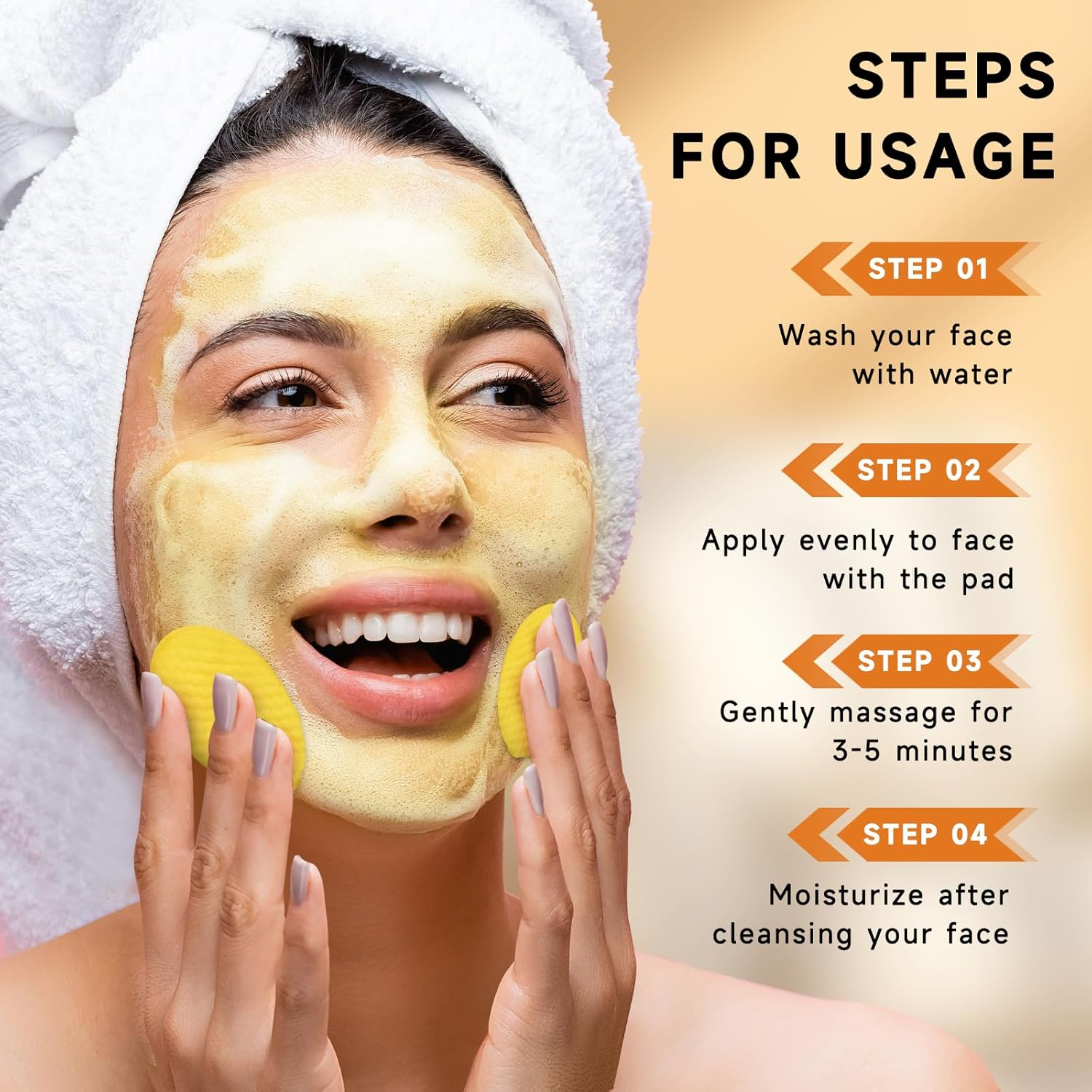 Turmeric Kojic Acid Cleansing Pads, Turmeric Face Scrub Pads Enriched with Kojic Acid, 80PCS