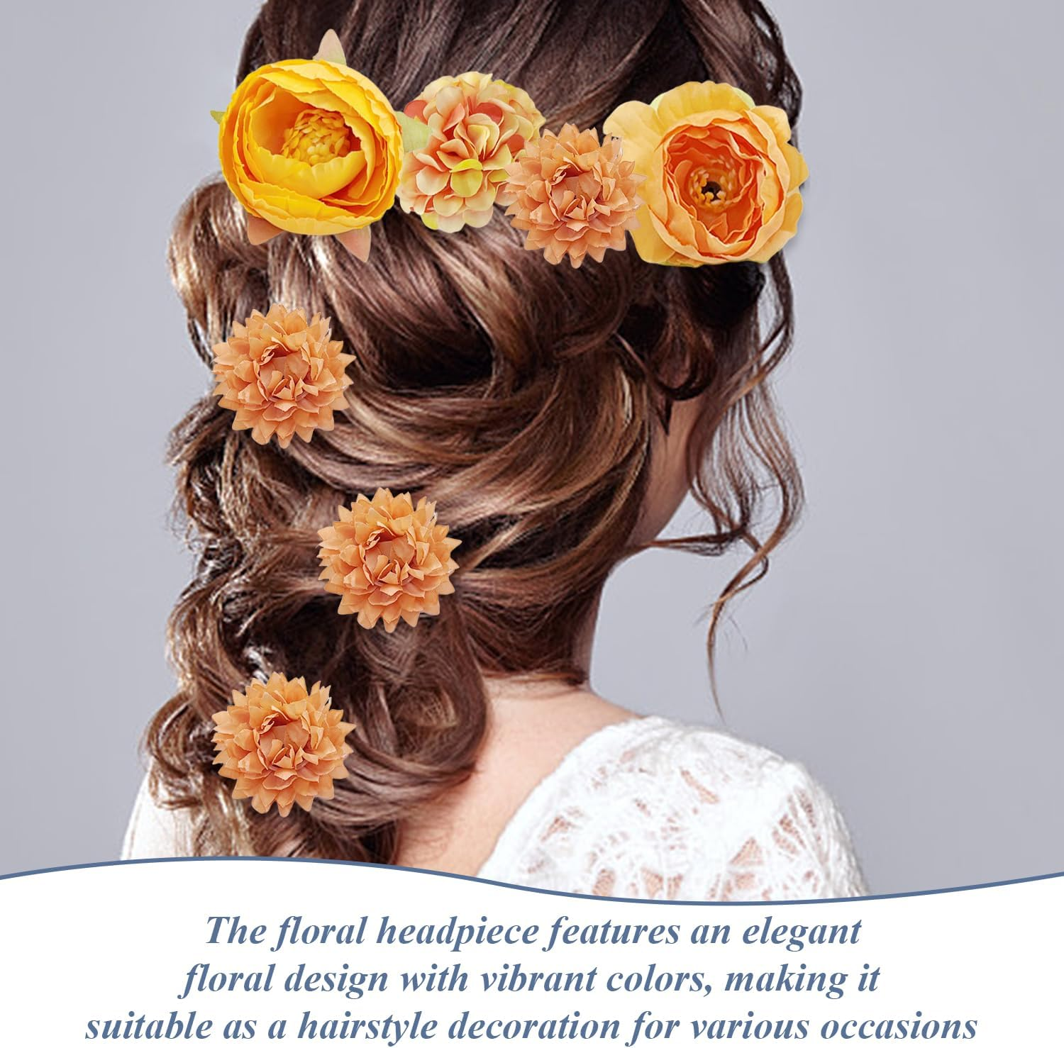 21 Flower Headpieces and 4 Pieces Hairpin, Hair Styling Accessories, Elee Floral Hairpin, Party Clothing Accessories image number 5