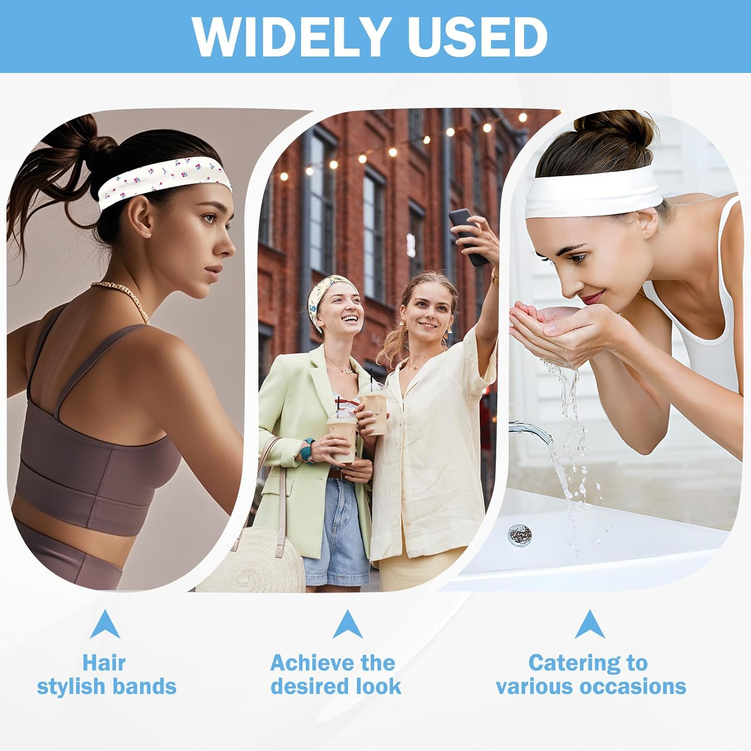 6 Pcs Headband, Headbands for Women'S Hair Stretchy Head Band for Doing Workout Yoga Makeup Running Headband Breathable Hair Band for Sweat Wicking image number 6