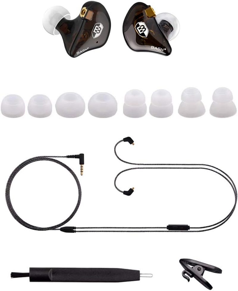 BASN In-Ear Headphones Flexible Universal-Fit in Ear Earbuds Noise Isolating In-Ear Monitors Headphone with Detachable Cables Brown - Brown image number 6