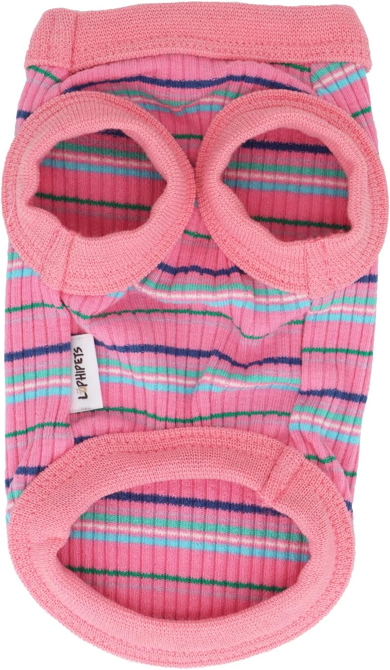 LOPHIPETS 100% Cotton Rib Dog Shirt Vest for Small Dogs Teacup Chihuahua Yorkie Puppy Clothes Tank Tee-Pink/Xs image number 6