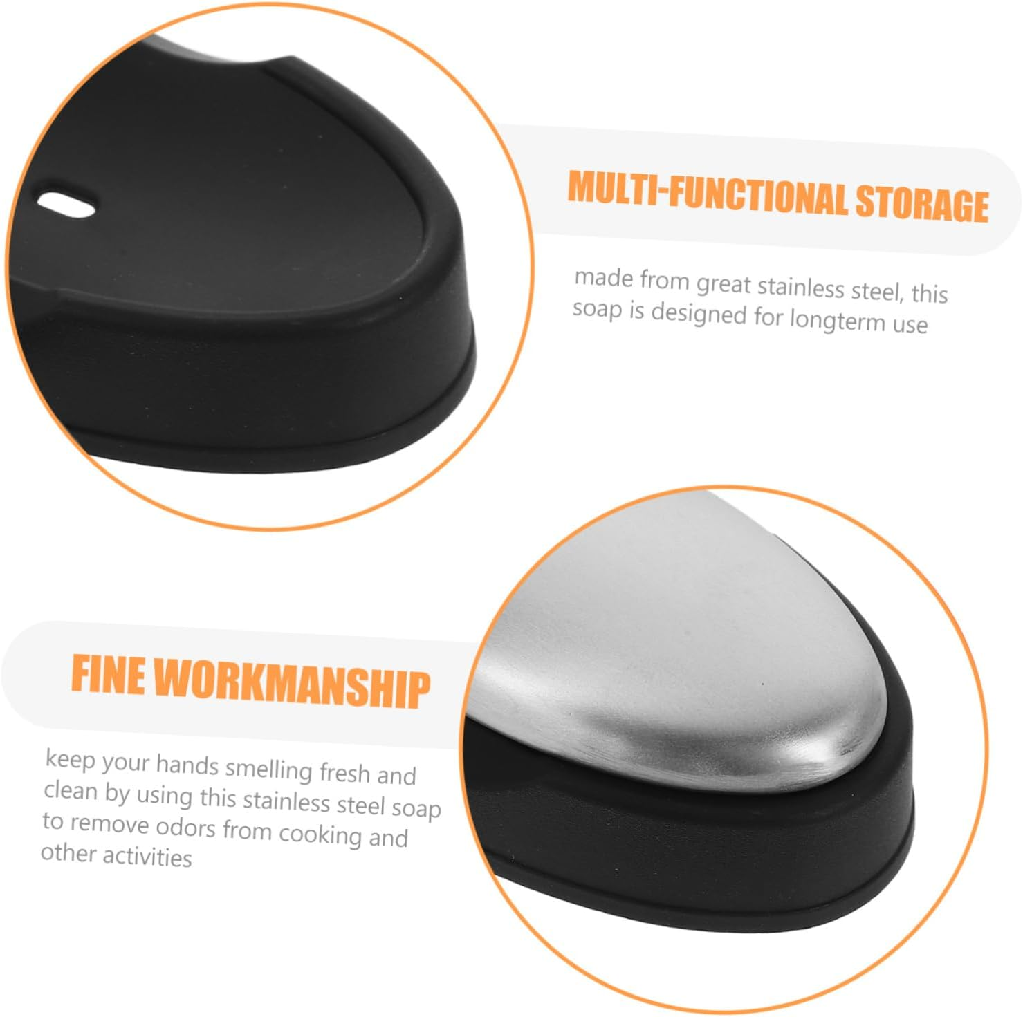 JECOMPRIS 304 Stainless Steel Odor Removing Soap Bar Portable Metal Kitchen Gadget for Odor Absorption Hand Cleaning Tool for Home Use image number 4