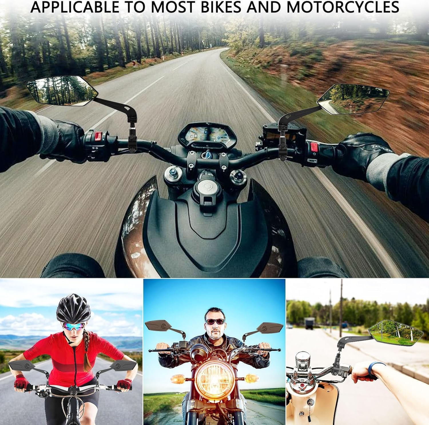 A Pair of Bike Mirrors for Handlebars - 360&deg; Adjustable Safety Rear View Mirrors for Bicycle, Ebike, Mountain & Road Bikes,Bicycle Universal Fit Accessories Universal Fit 22-24Mm (Scratch Resistant) image number 4