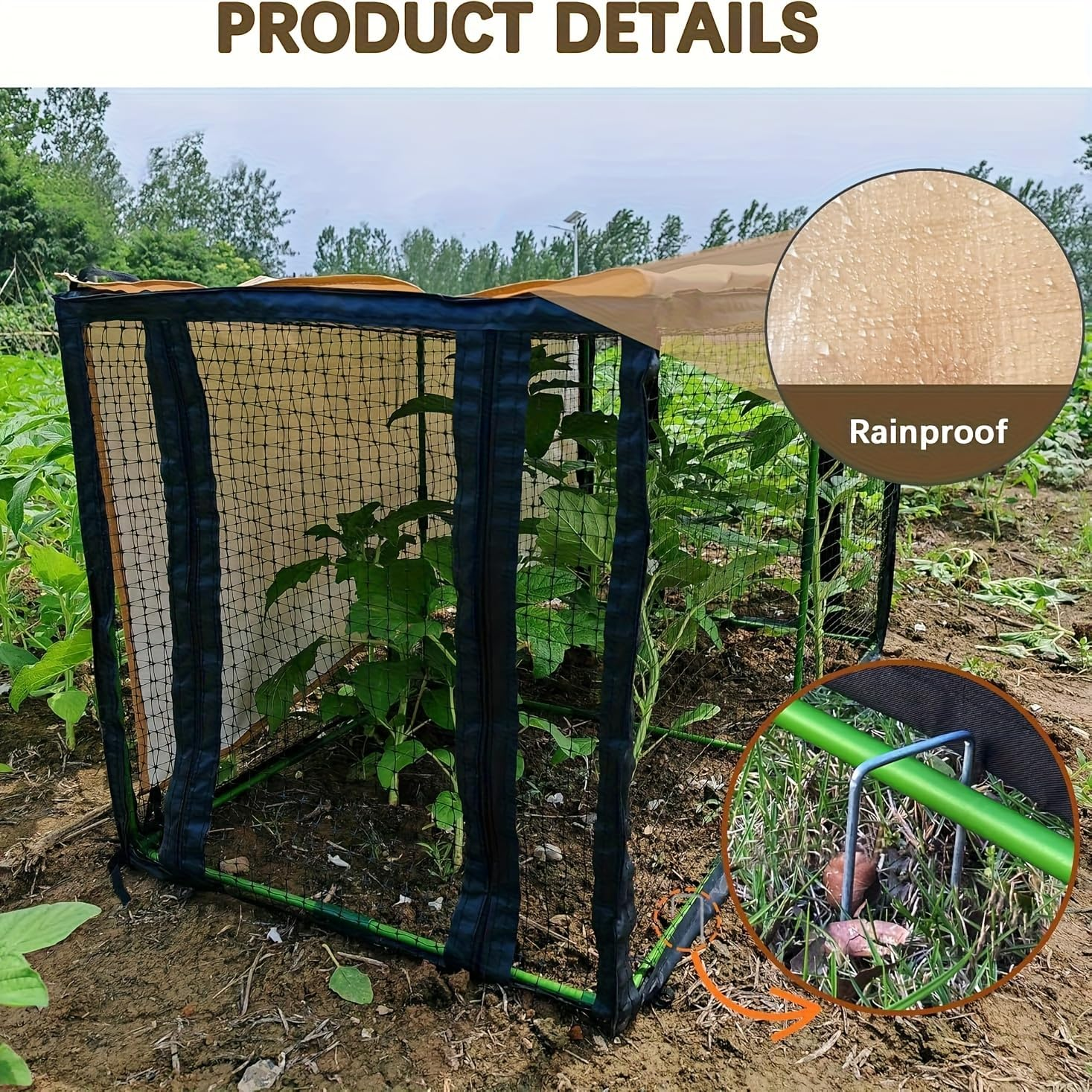 Movable Chicken Fence with Waterproof Cover, 4.13 X 2.17 X 2.17 Ft Pe Small Animal Enclosure for Chickens, Ducks, Rabbits and Small Animals, Indoor and Outdoor Use image number 2