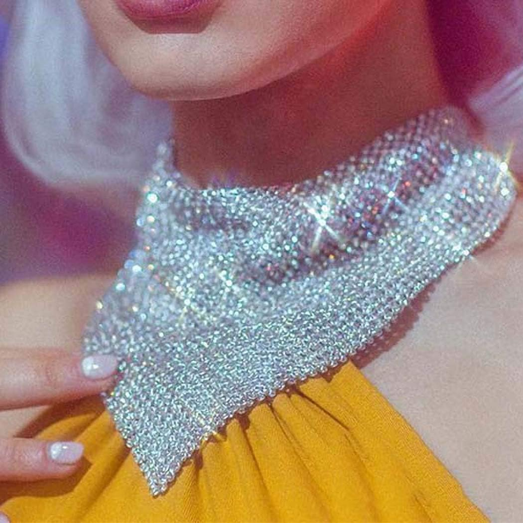 IYOU Boho Crystal Face Chain Mesh Fabric Masquerade Mask Rhinestone Party Ball Costumes Belly Dance Stage Venetian Carnival Dress Masks Jewellery for Women and Girls image number 5