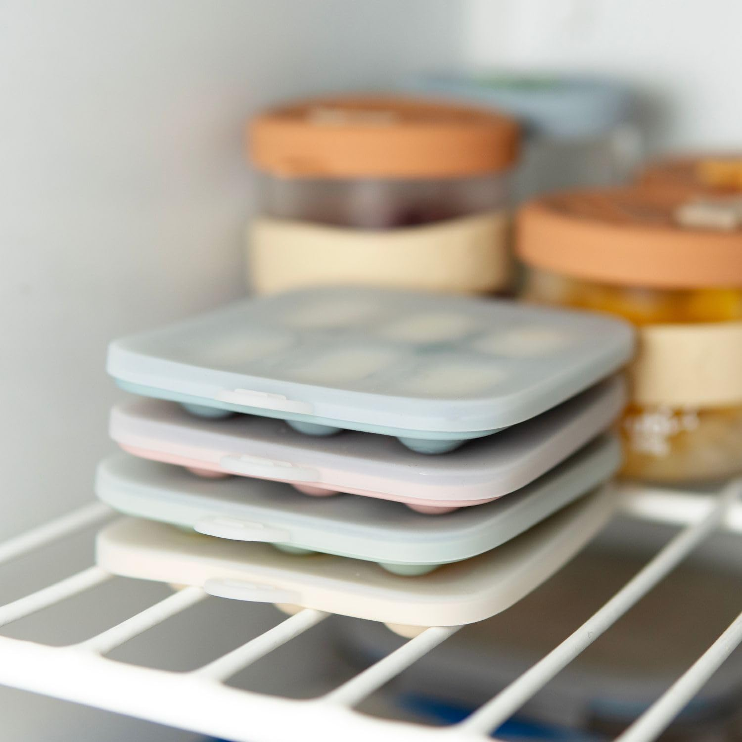 Cherub Baby Silicone Nibble Freezer Tray for Baby, Kids and Toddler - Ideal for Freezing Purees, Homemade Baby Food, Breast Milk and Ice Cubes - Dishwasher & Freezer Safe 2PK (Dusty Rose & Sand) image number 2