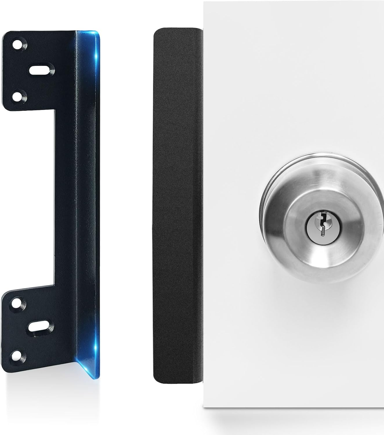 MOSECYOU Door Latch Guard Plate 7&rdquo; with 1&rdquo; Offset Cover, Outswing Door Security Protector Shield, Heavy Duty Version, Door Knob/Deadbolt Latch Protector Plate (1 Pack) image number 4