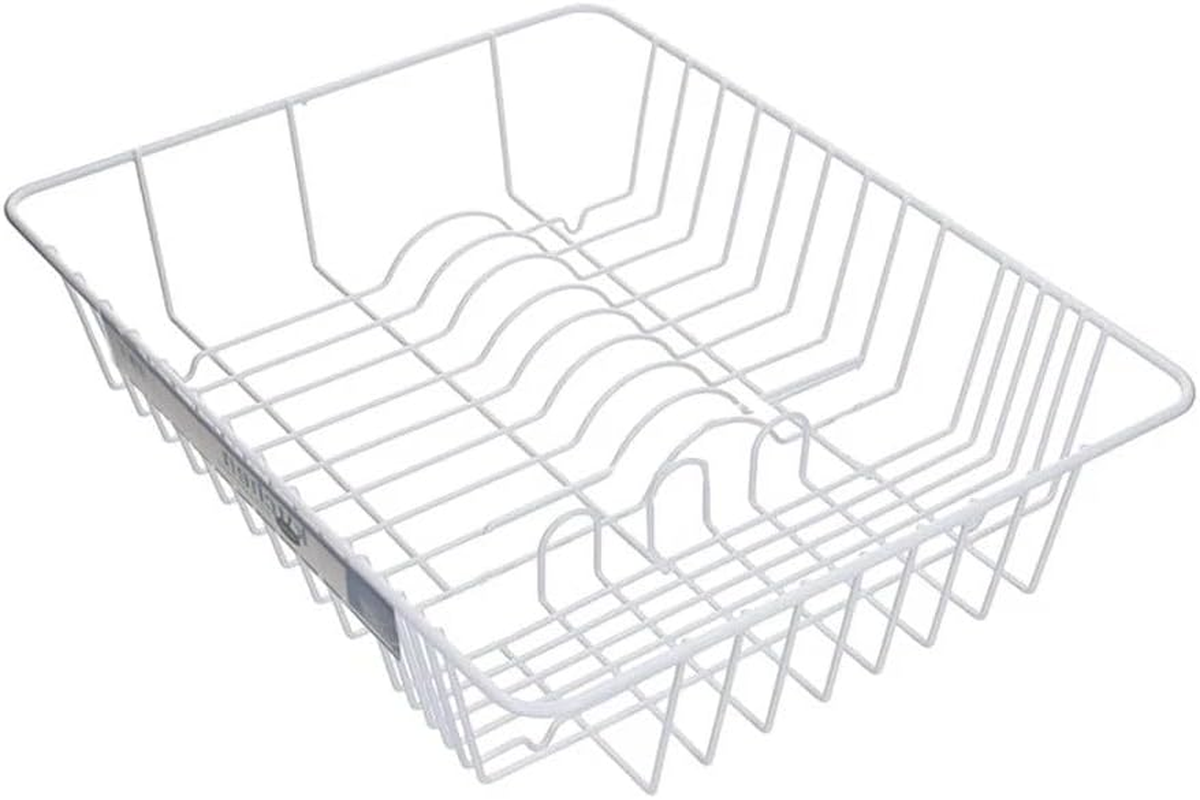 LEDON Dish Drying Rack 44&times;32&times;13Cm &ndash; Space-Saving Countertop Dish Rack with Plastic-Coated Wire, Rust-Resistant Plate & Cup Drainer for Kitchen Sink Bench, White