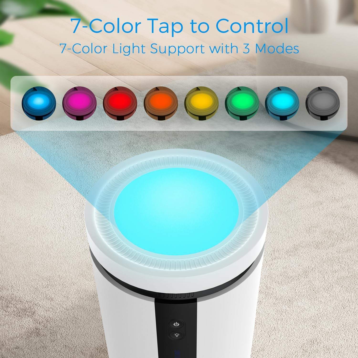 2500Ml Dehumidifier, Upgraded Dehumidifiers for Home up to 65㎡, Quiet Portable Dehumidifiers for Bedroom Bathroom Basements Closet RV with 2 Working Modes, 7 Color Lights, Auto-Off image number 5