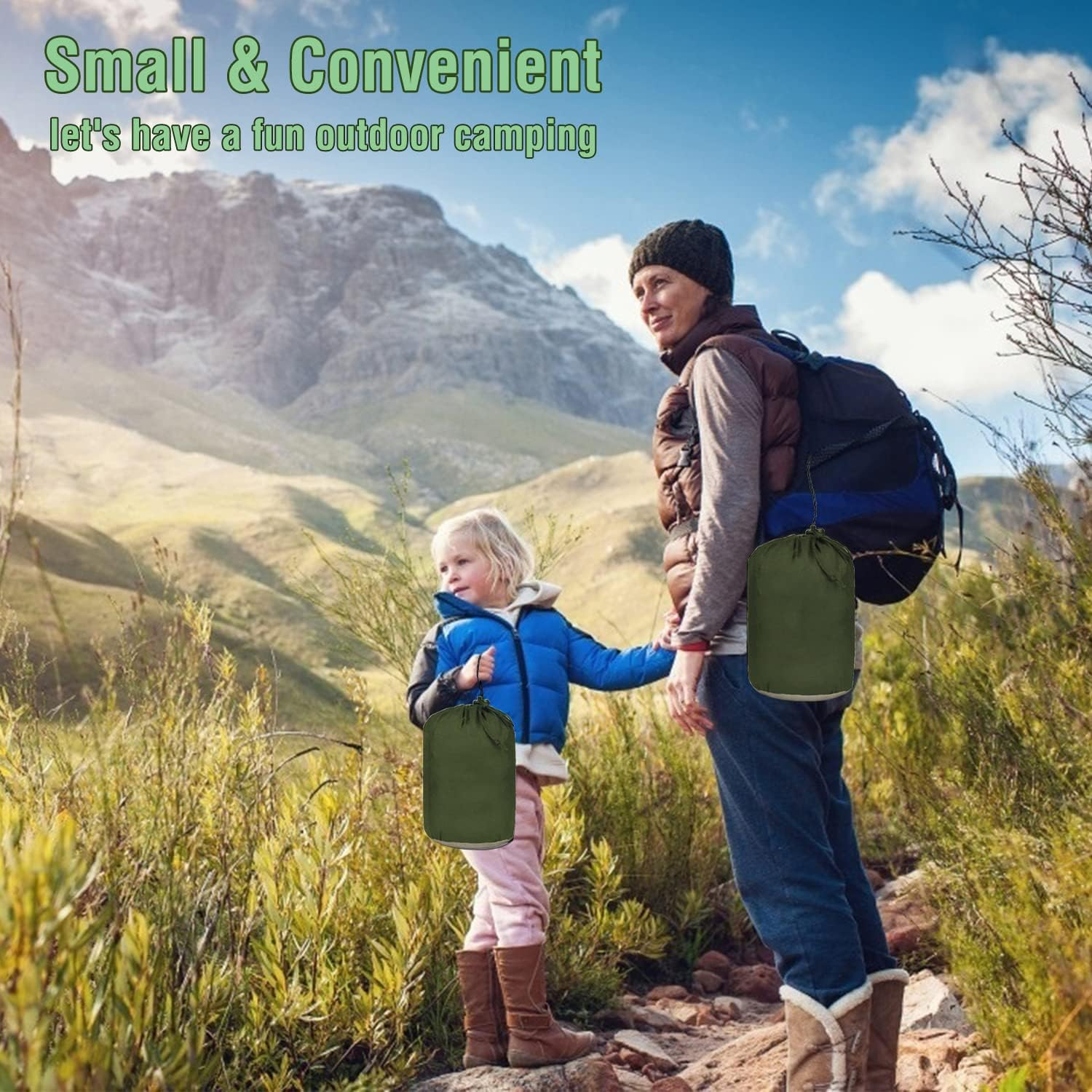 Hammock Camping, Portable Single/Double Hammocks for Outdoor Hiking Travel Backpacking - 210D Nylon Hammock Swing for Backyard & Garden (Green/Khaki) image number 6