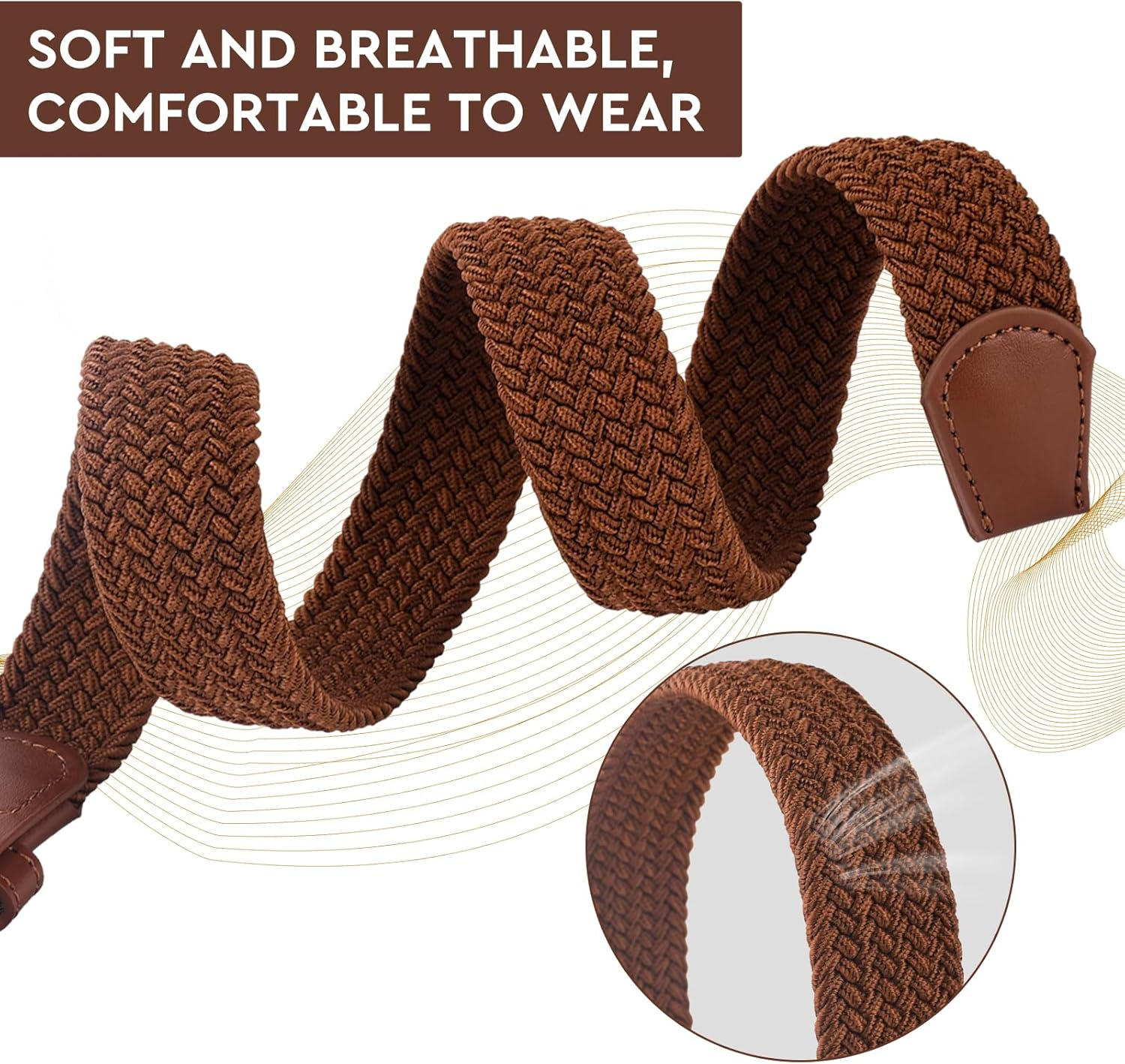 Kids Elastic Stretch Braided Belt for Golf, Youth Baseball Belt for Boys and Girls 1&rdquo; Wide. image number 5