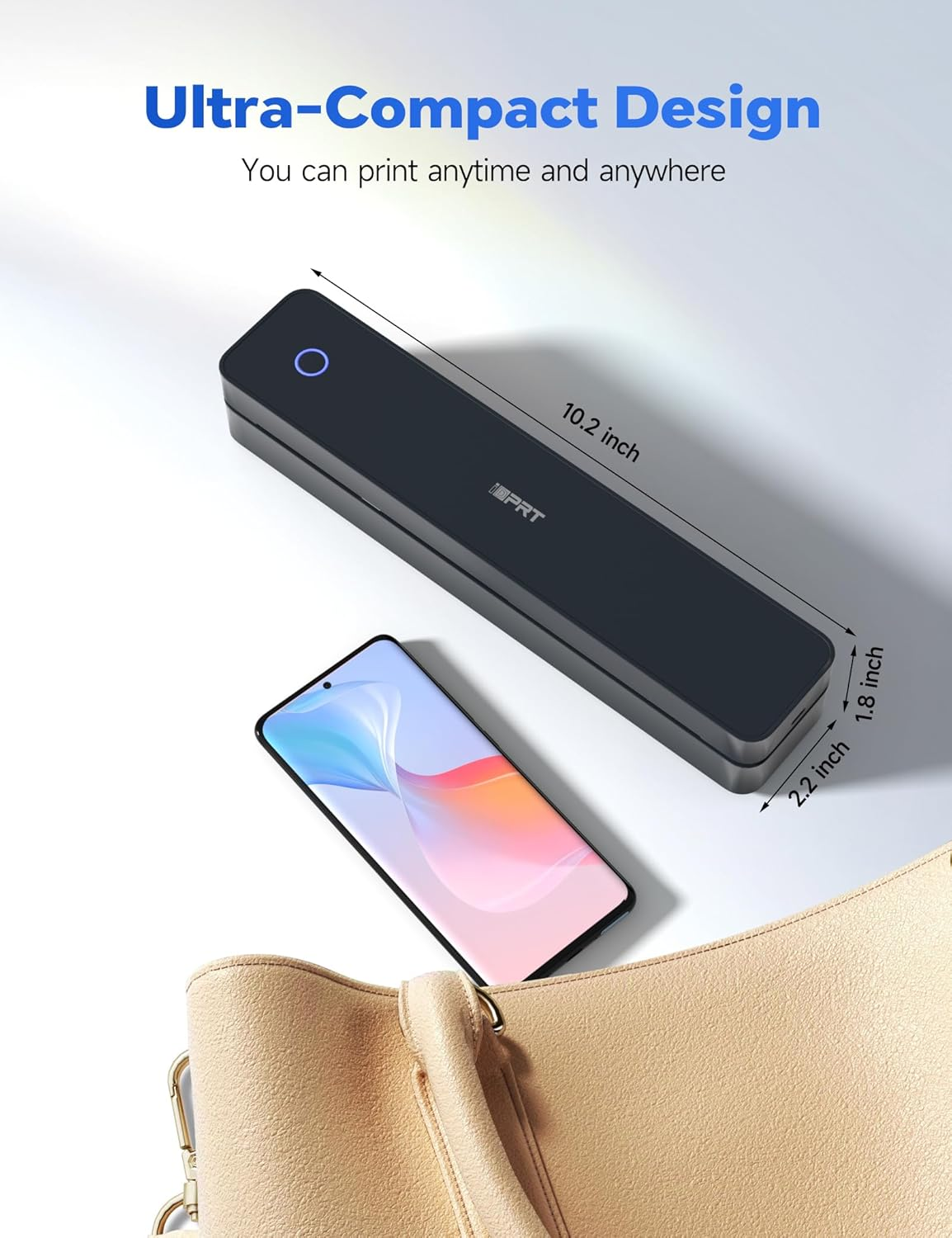 Portable Thermal Printer for Travel - 300DPI Mobile Inkless Printers, Wireless Small Printer for Home Use, Office, Vehicles, Bluetooth Printers Supports 8.5" X 11" US Letter & A4 & A5 Size, Black image number 5