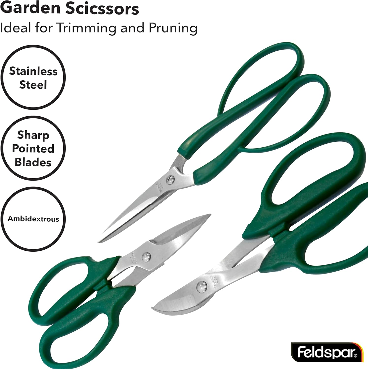Feldspar Precision Garden Pruning Scissors, 3 Assorted Size