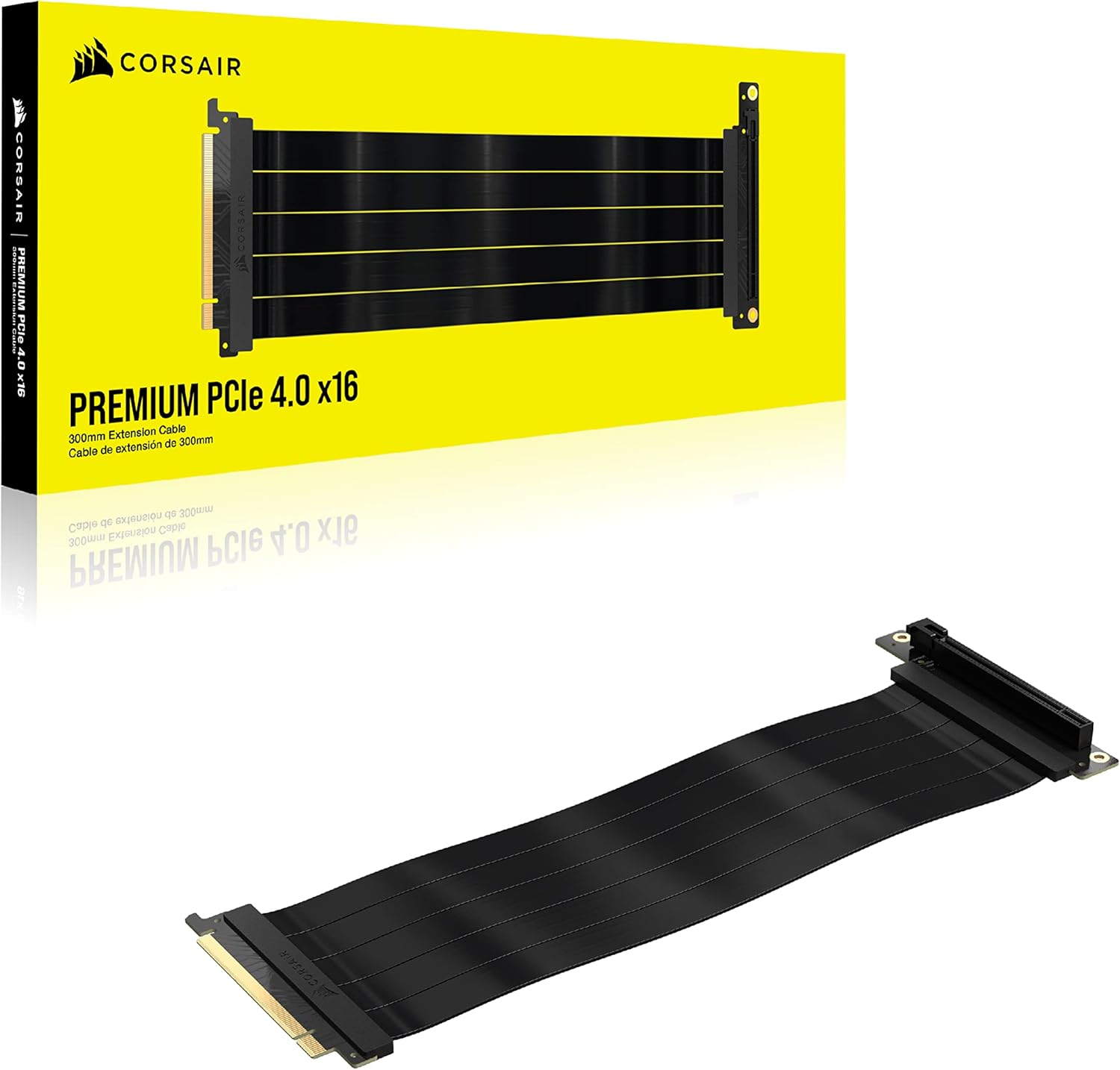 CORSAIR Premium Pcie 4.0 X16 Extension Cable 300Mm - EMI Shielded - 90&deg; Female Pcie Connector - Backwards Compatible with Pcie 3.0 Systems - Black image number 3