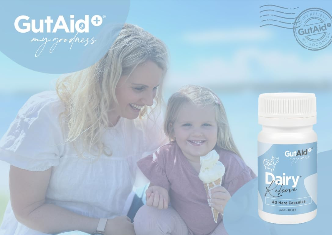 Gutaid+ Dairy Relieve 40 Capsules | Relieves Symptoms and Reduces Occurence of Lactose Intolerance. Aids in the Digestion of Lactose, Fats, Acids and Sugars. Maintains and Supports Healthy Digestion and Nutrient Absorption. Relieves Digestive Discomfort