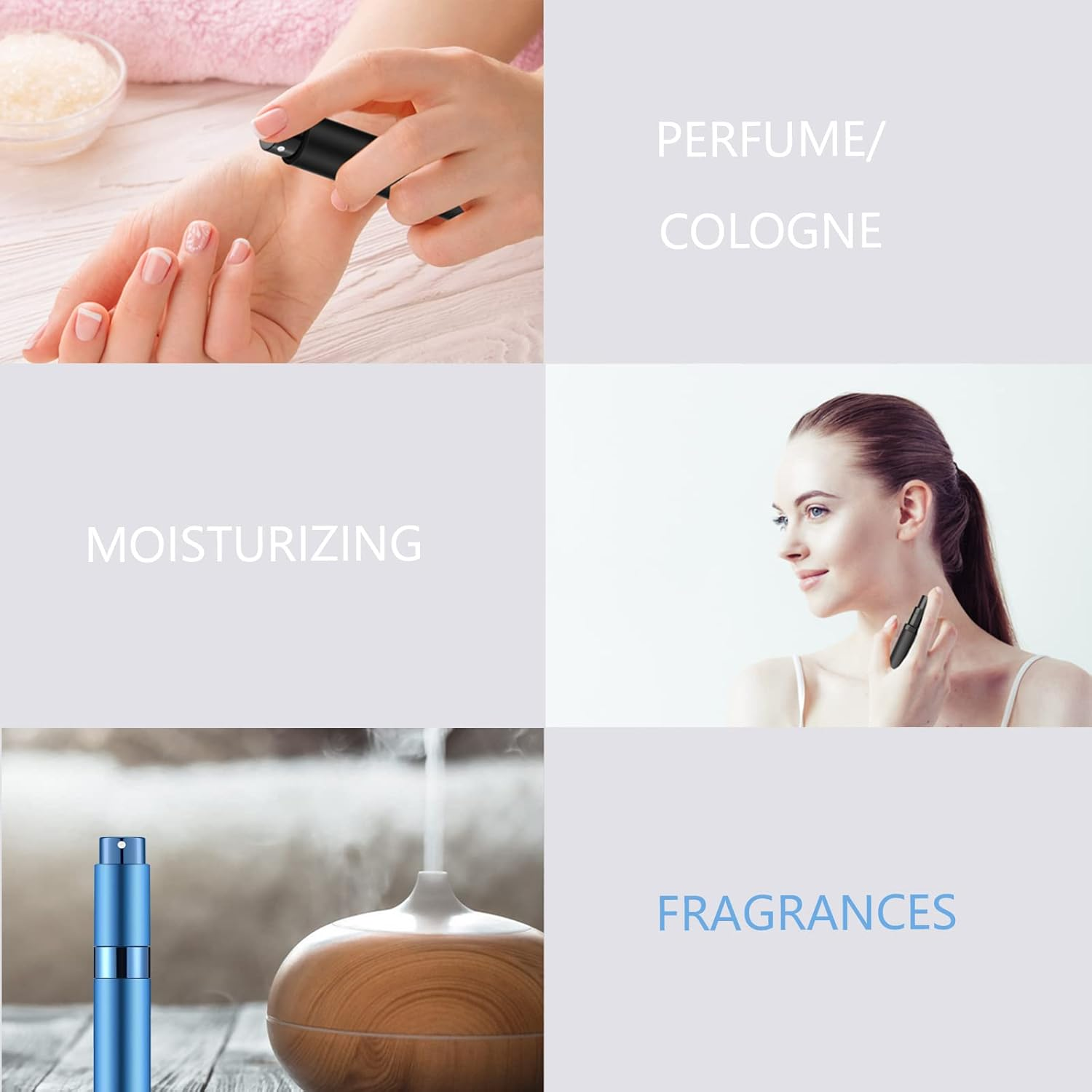 Lil Ray 8Ml Portable Mini Perfume Atomizer(4 Pcs)，Refillable Empty Small Spray Bottle for Travel, Twist Type Pocket Cologne Sprayer (Matte Black, Pink, Blue, Silver) image number 3