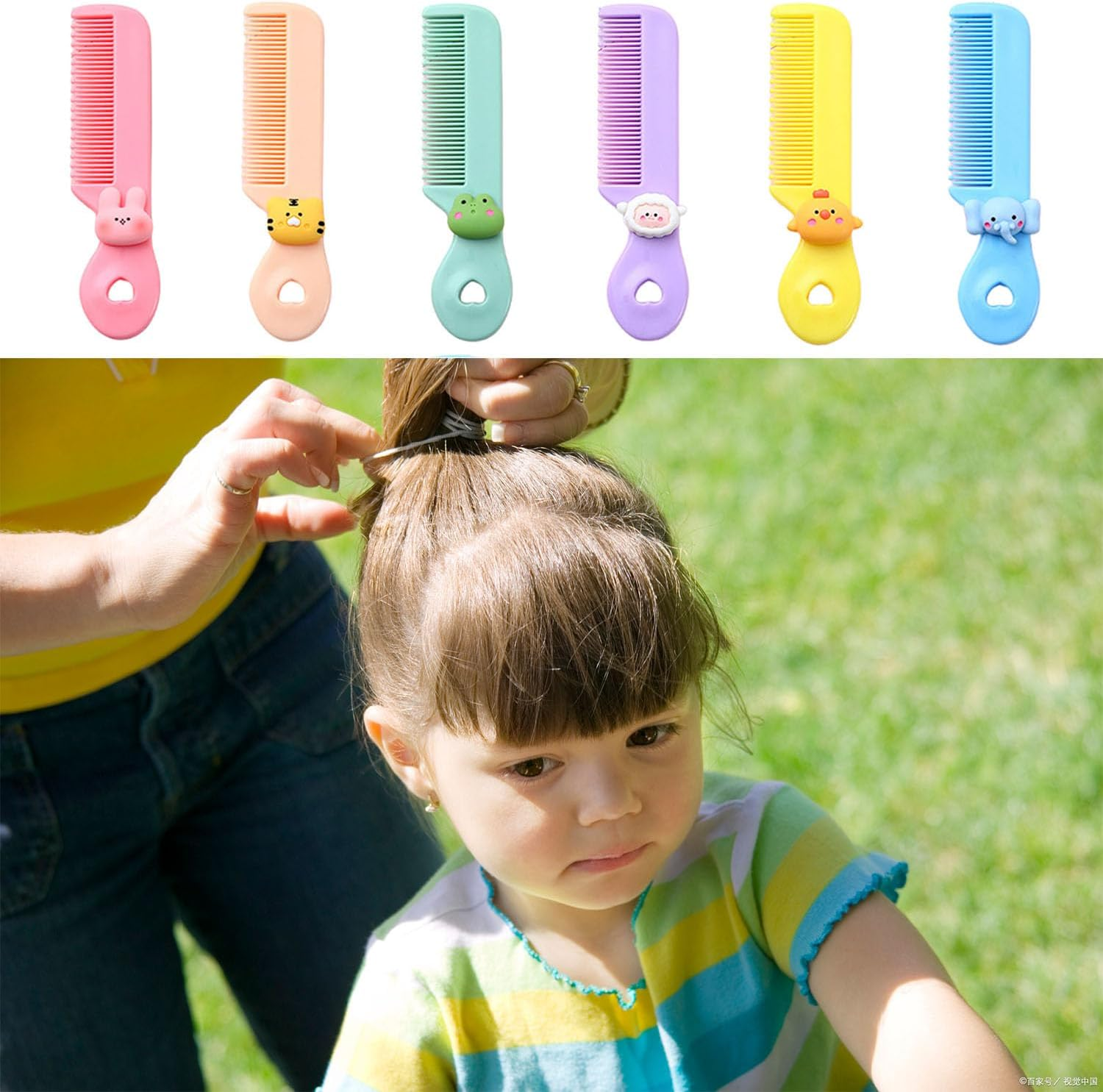 Taicols 6 Pack Baby Hair Combs Set - Newborn Comb for Girls & Boys, Anti-Knot Pain-Free Wide Tooth Baby Combs for Wet/Dry/Curly Hair, Toddler Hair Brush Kit with Animal Shapes, Cartoon Portable (B) image number 6