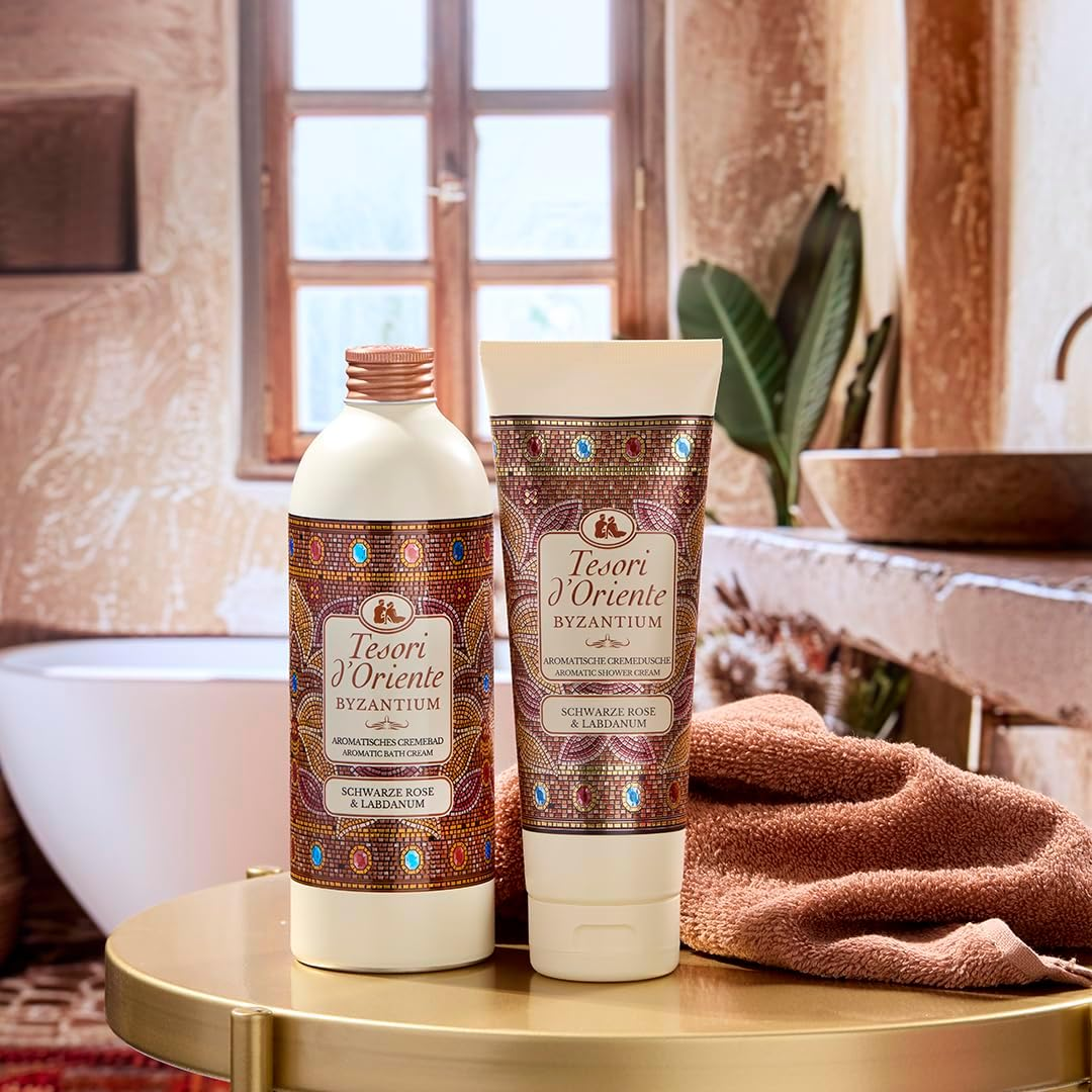 TESORI D'ORIENTE BYZANTIUM Ritual Cream Bath 500 Ml with Black Rose and Labdanum - Aromatic Cream Bath Takes You to Antique, Eastern Worlds image number 1