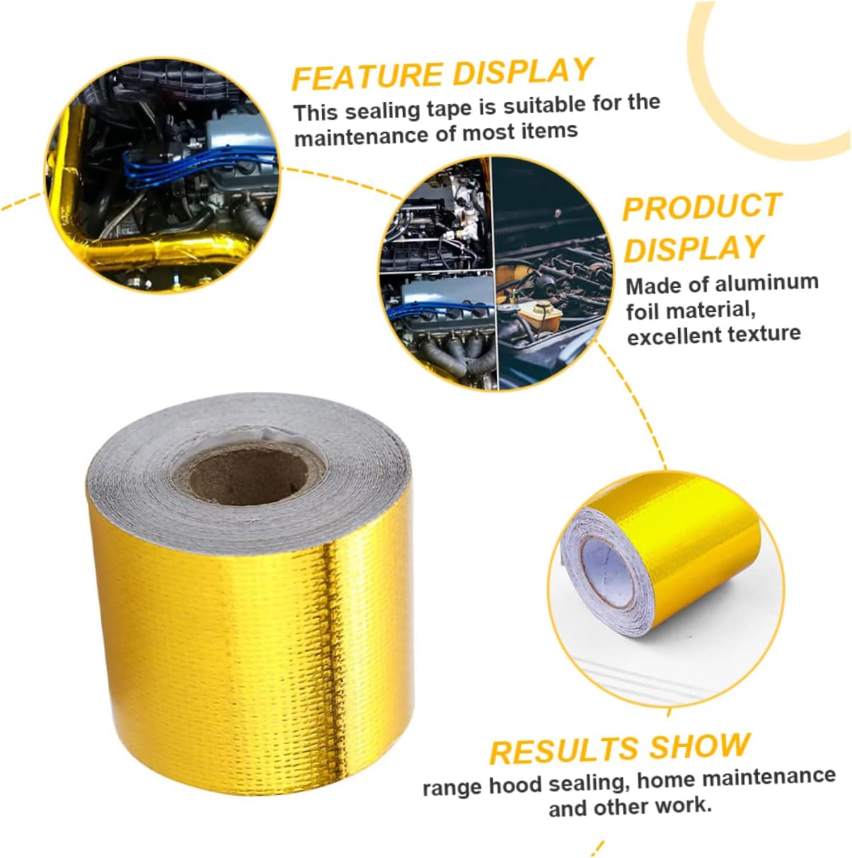 Healvian Foil Seal Tape Fireproof Adhesive Tape for Kitchen Range Hoods Automotive Engine Building Maintenance Strong Adhesion Excellent Thermal Insulation