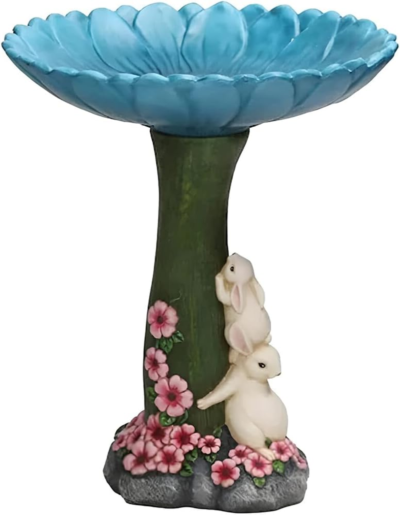 Statue Bird Feeder, Bird Bath Standing Resin, Garden Resin Ornament, Bird Feeders Rabbit Shape Garden Yard Statue, Polyresin Bird Bath for Outdoors Home Garden Backyard image number 2