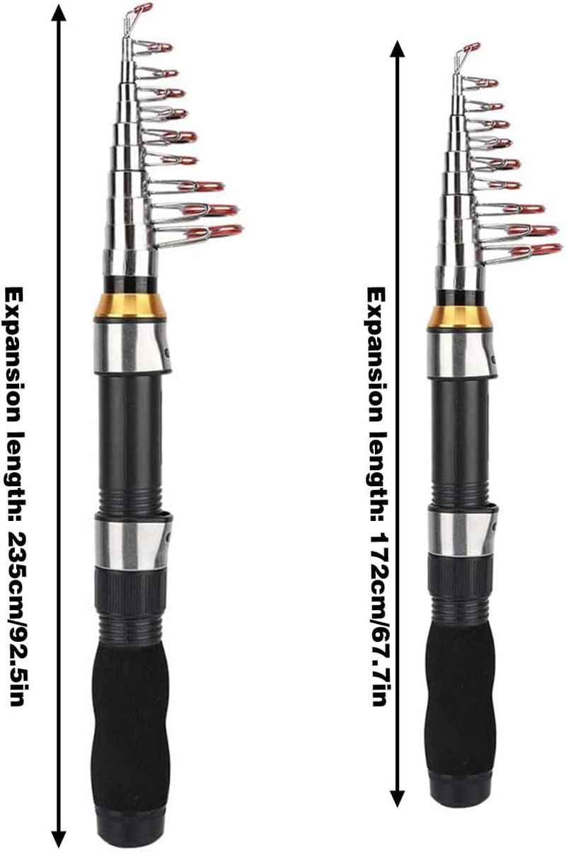 AIMALL Telescopic Pocket Fishing Rod 92.5In & 67.7In Mini Ultra Short Portable Fishing Pole for Sea Lake River Travel with Durable Handle Compact Storage image number 1