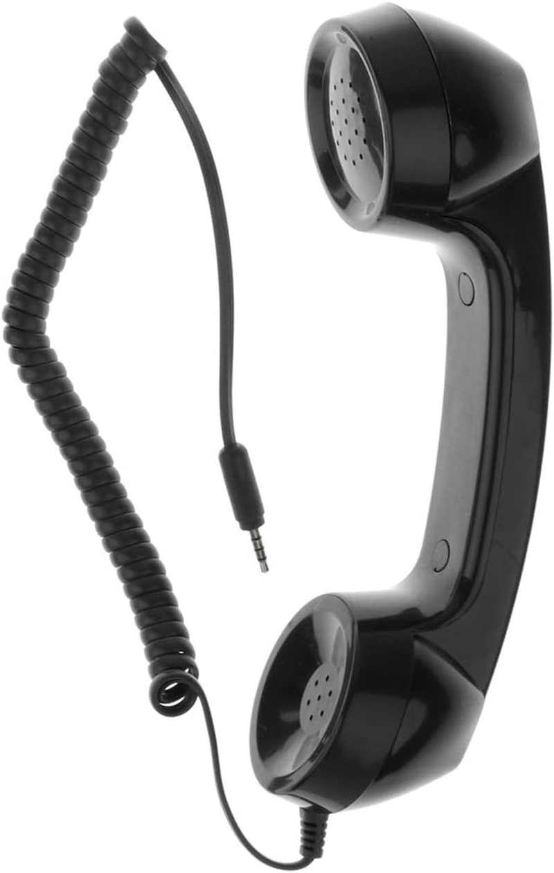 FITYLE 3.5Mm Retro Classic Telephone Cell Phone Handset Receiver for Iphone - Black