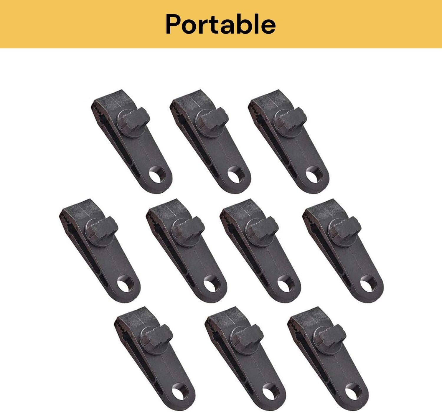 EZONEDEAL 5 Pcs Tarp Clips Heavy Duty Lock Grip, Tent Clamps with Thumb Screw and Bungee Ball Cords Clip & Carabiner for Fixing Tarps, Awnings, Tarpaulin, Camping, Caravan Canopies, Car Cover Clamp image number 2