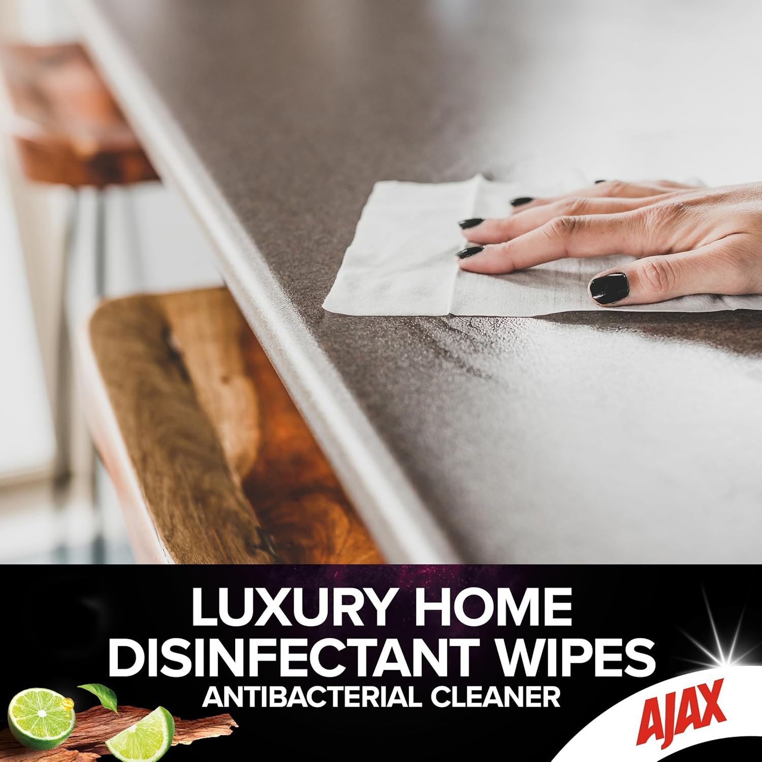 Ajax Luxury Home Multipurpose Cleaning Wipes Crisp Lime & Sandalwood 110 Pack image number 5