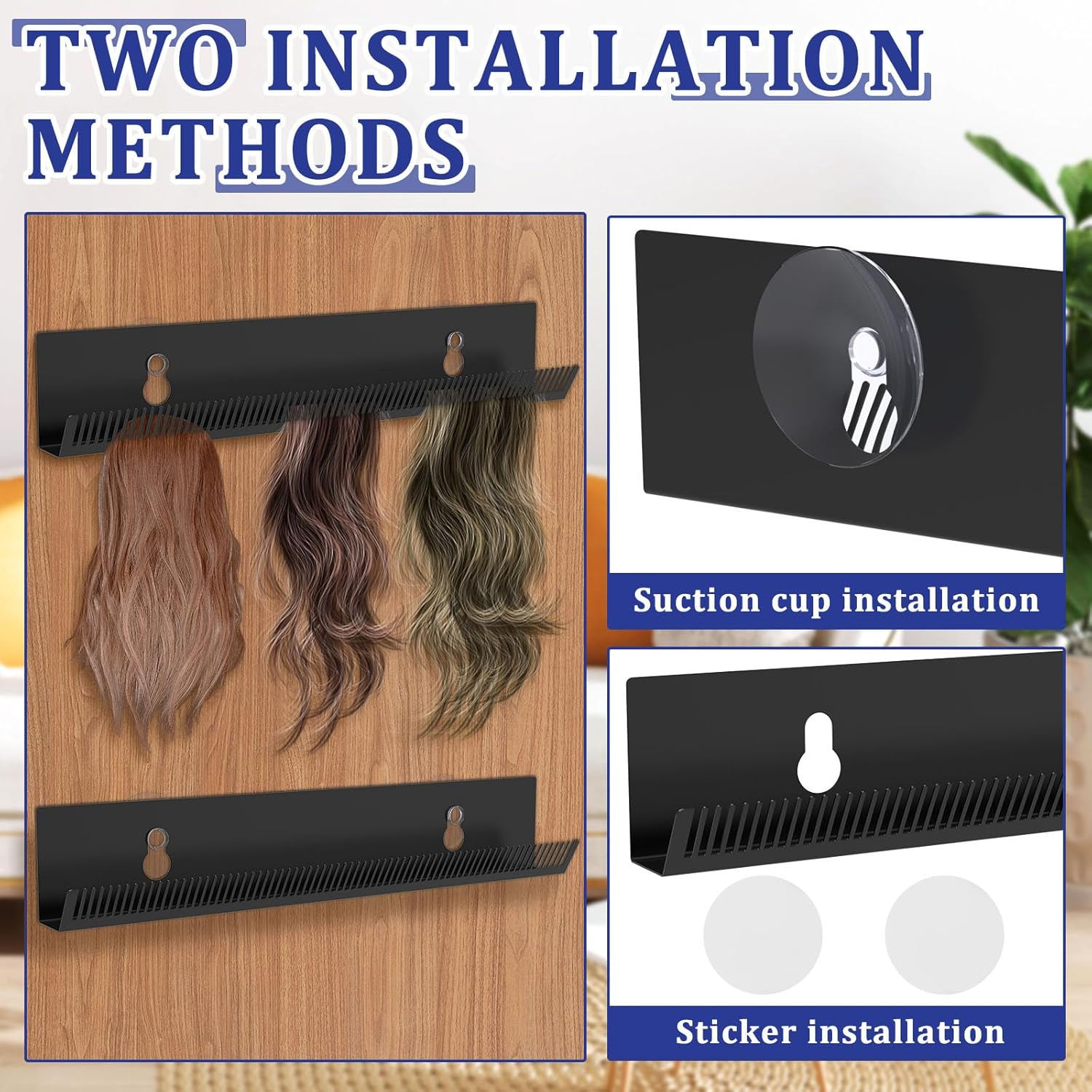 Rdjeokf Hair Extension Hanger, Metal Hair Extension Holder, Rustproof Hair Extension Display Rack, for Styling, Washing, Coloring, for Styling Hair, for Hand Tied Weft Full Bundle Tool Hair image number 4