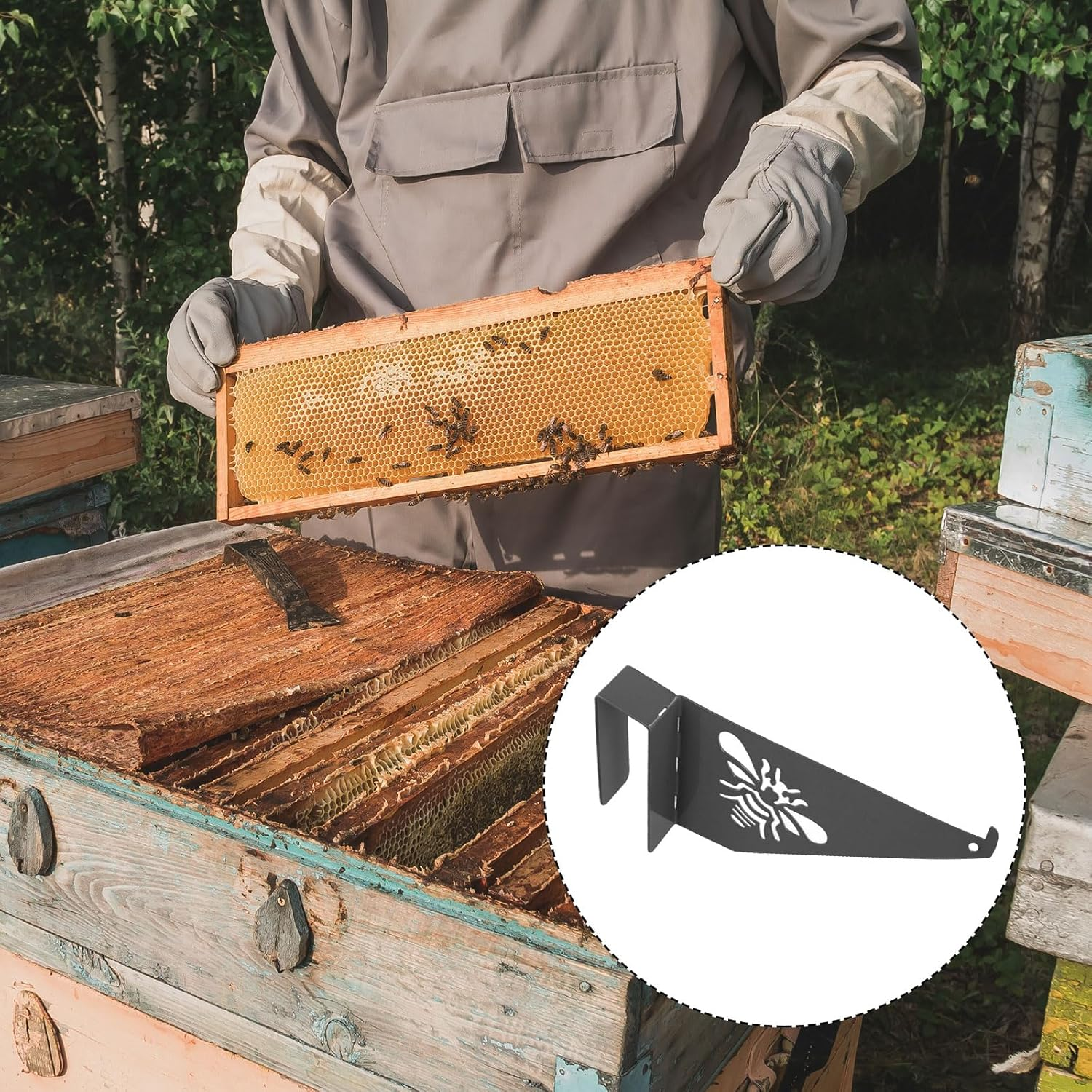 2Pcs Beehive Inspection Bracket, Bee Frame Holders Iron Bee Hive Stand for Honey Harvesting & Inspection Bee Boxes and Frames Starter Kit Beekeeping Supplies (Black) image number 1