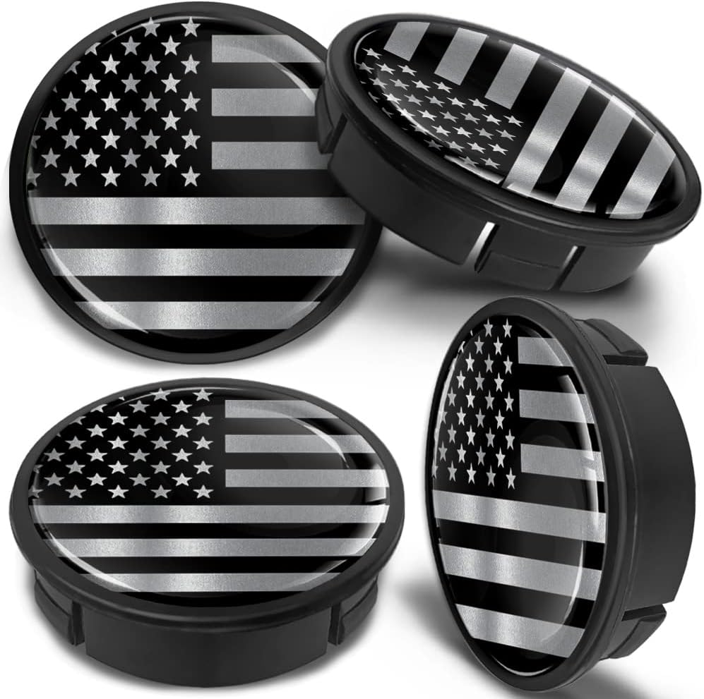 Skinoeu 4 X 60 Mm Universal Alloy Wheel Hub Caps Wheel Centre Caps Wheel Hub Caps USA Flag Silver CX 63