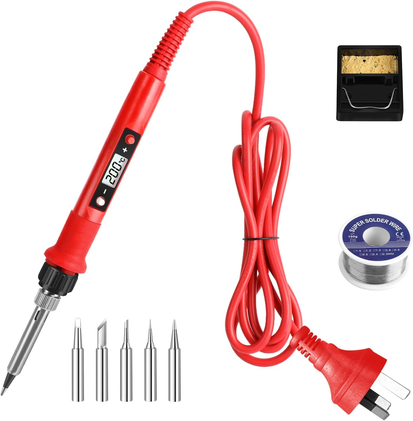 80W Soldering Iron Kit, LCD Digital Soldering Welding Iron Kit Adjustable Temperature Soldering Household Electronic Soldering Repair Tools
