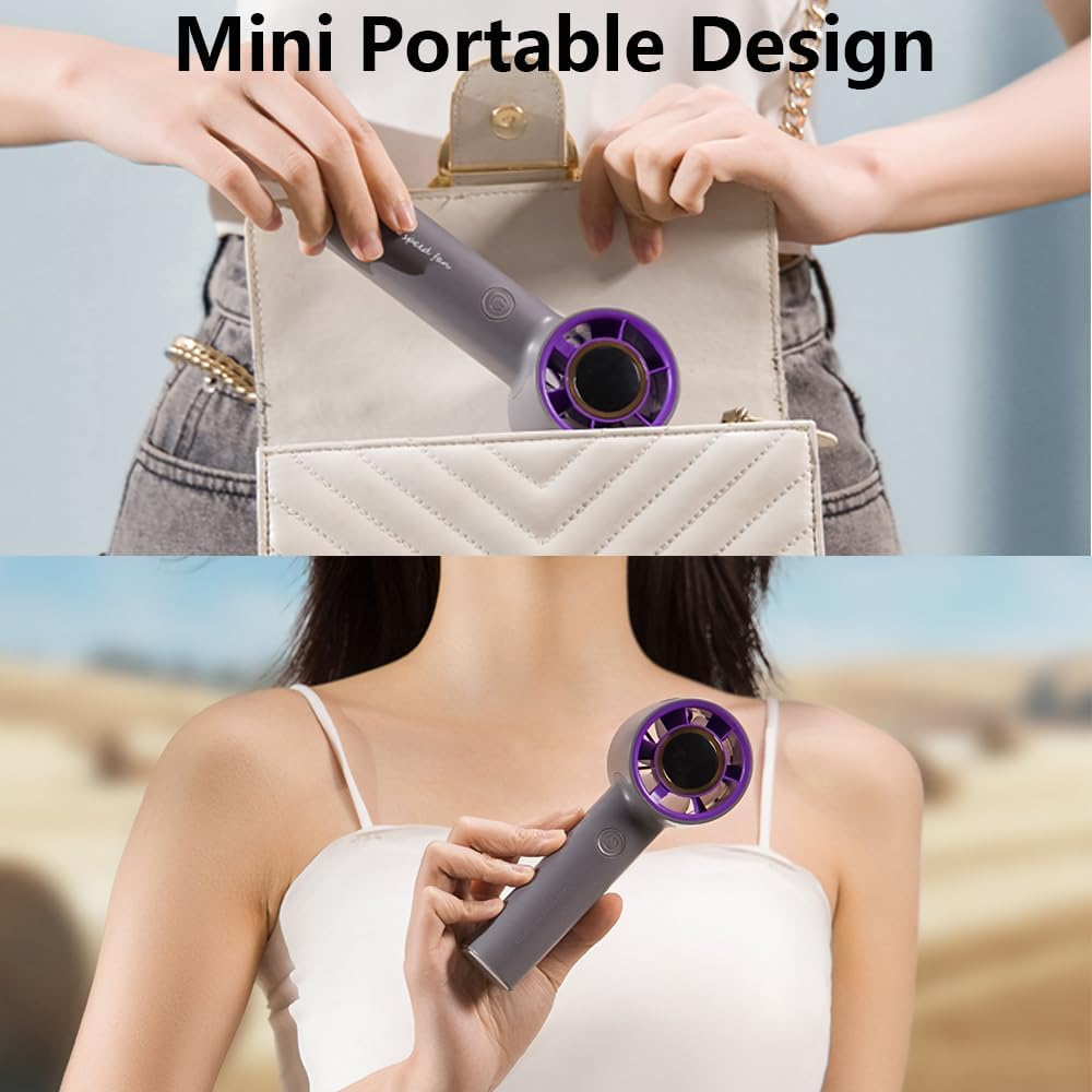 Vekol Portable Handheld Fan, Speed (10-100) Adjustable Turbo Mini Fan, [15H Max Cooling Time] 4000Mah Battery Rechargeable Personal Fan with LED Display for Women Men Outdoor Beach Travel Camping image number 1